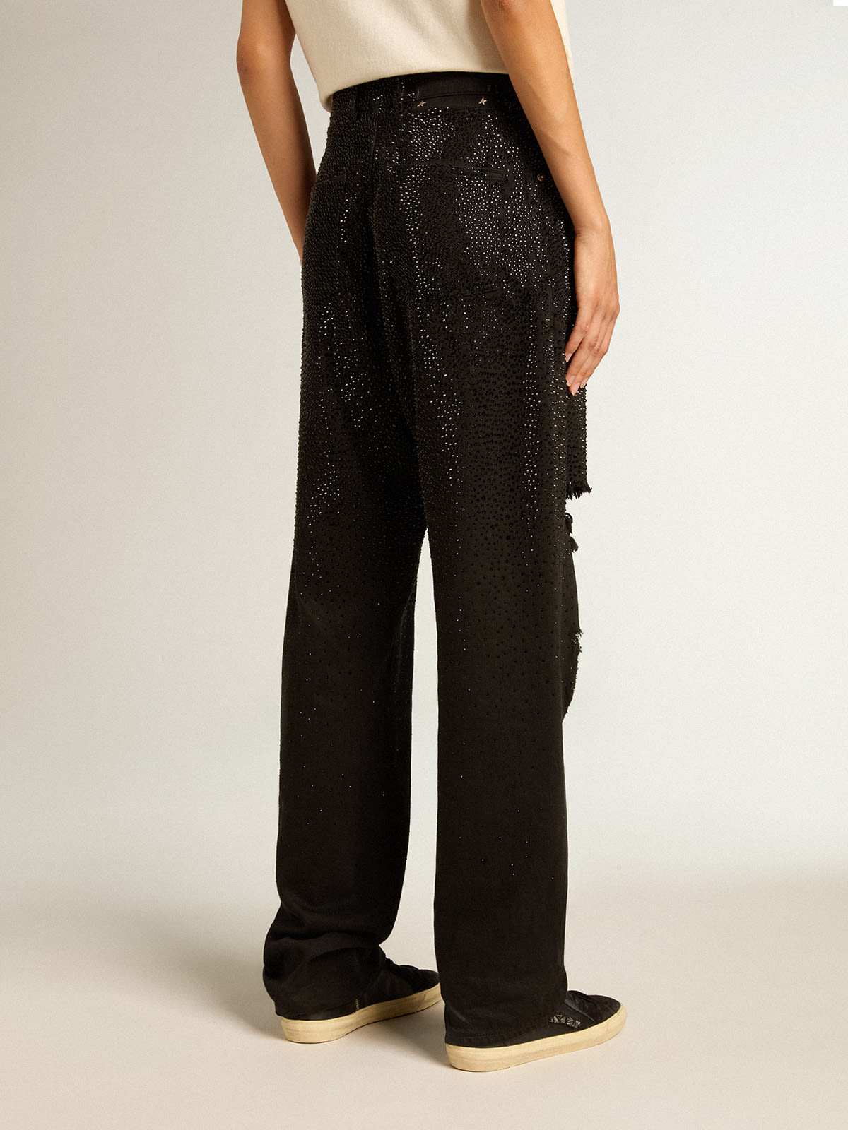 Golden Goose - Women’s cotton denim pants with shaded-effect crystal decoration in 