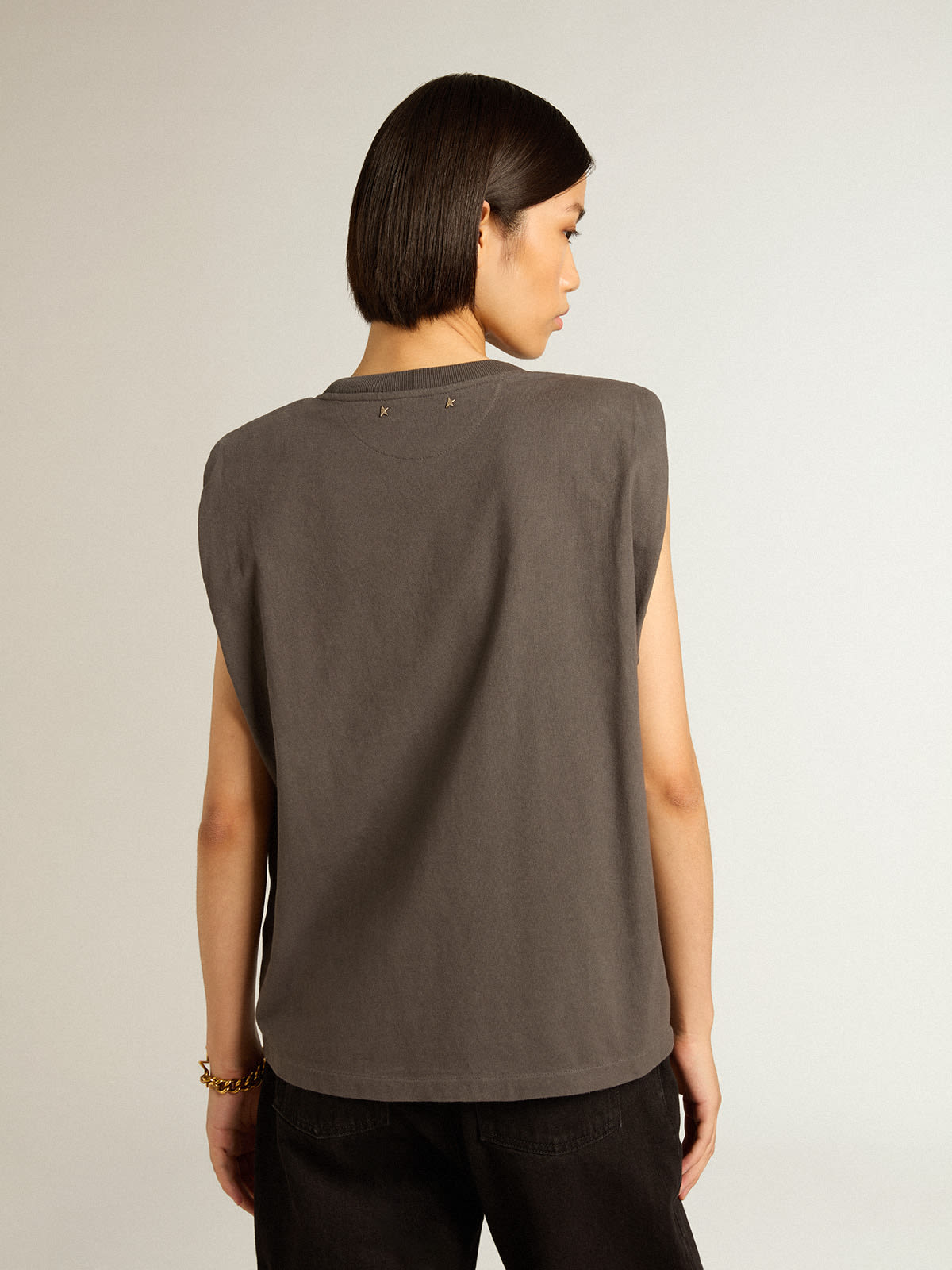 Golden Goose - Anthracite gray sleeveless T-shirt  in 