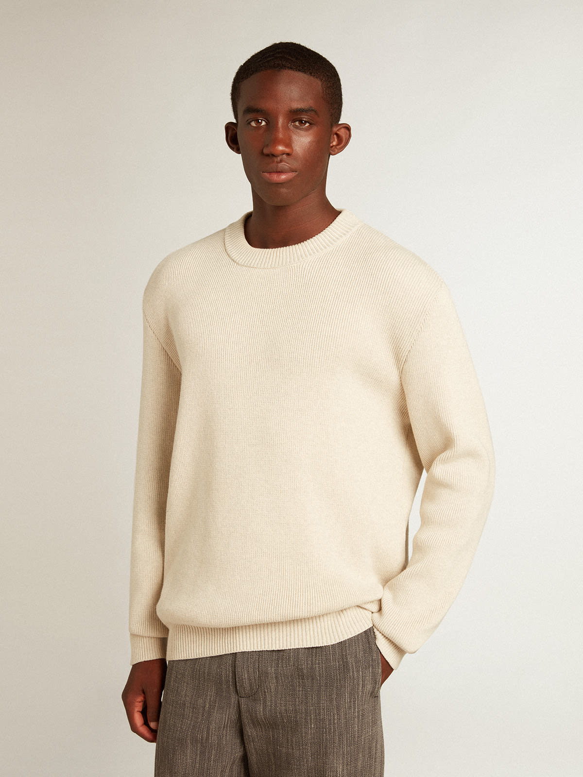 Cream crew best sale neck sweater