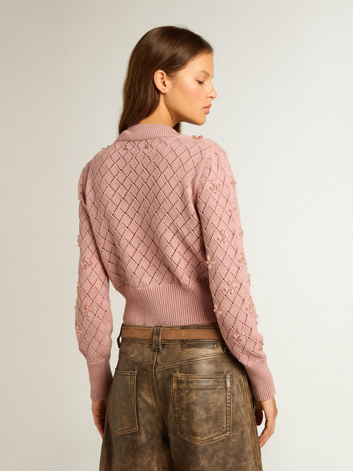 Openwork cropped sweater, Collection 2021