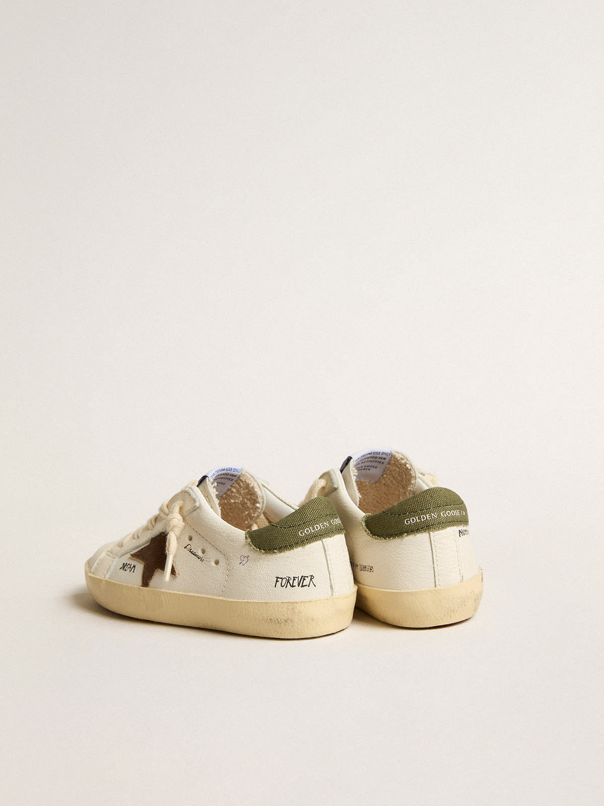 Super-Star Young in nappa with suede star and green heel tab | Golden Goose