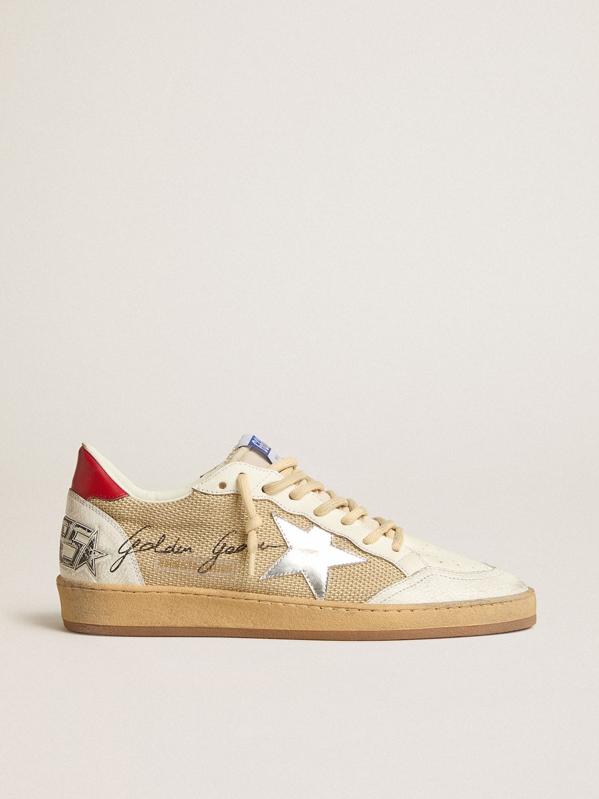 Ball Star LTD in mesh with metallic leather star and red heel tab | Golden  Goose
