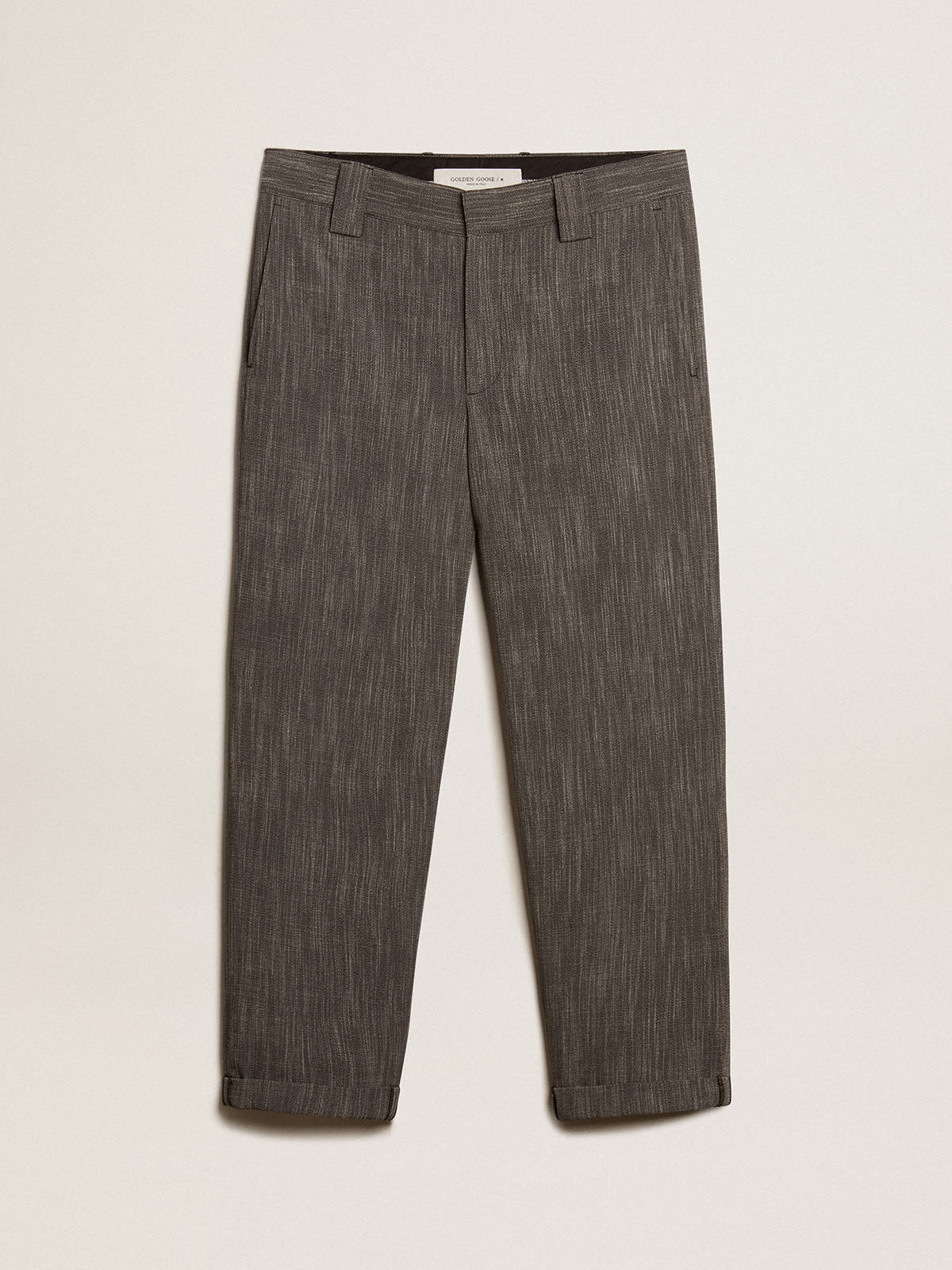 Men's chinos in gray melange wool blend