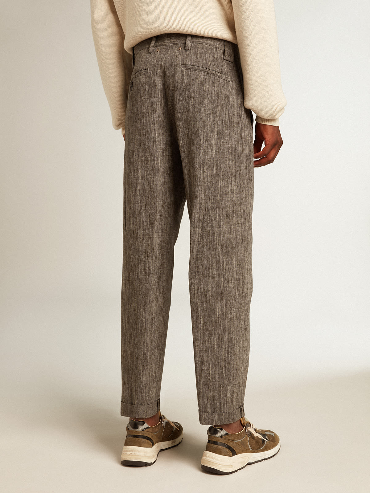 Golden Goose - Calça chino masculina em mistura de lã melange cinza in 
