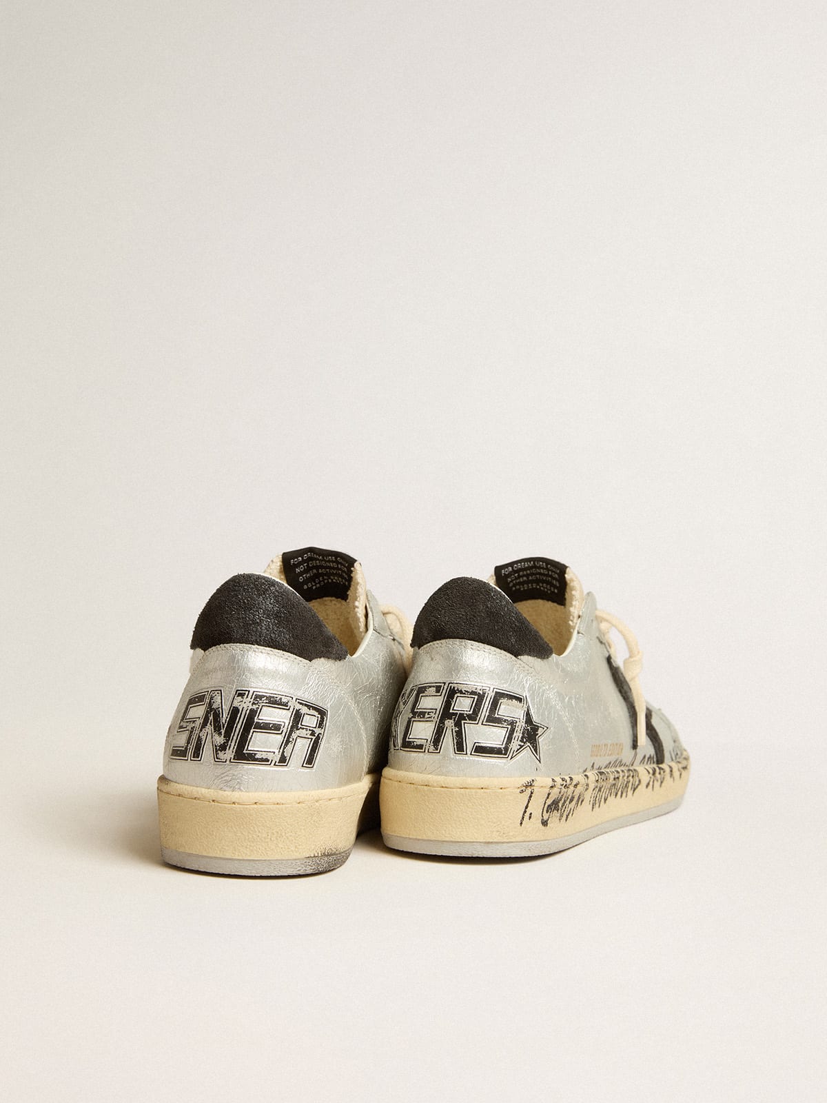 Golden Goose - Ball Star LTD in silver leather with gray suede star and heel tab in 