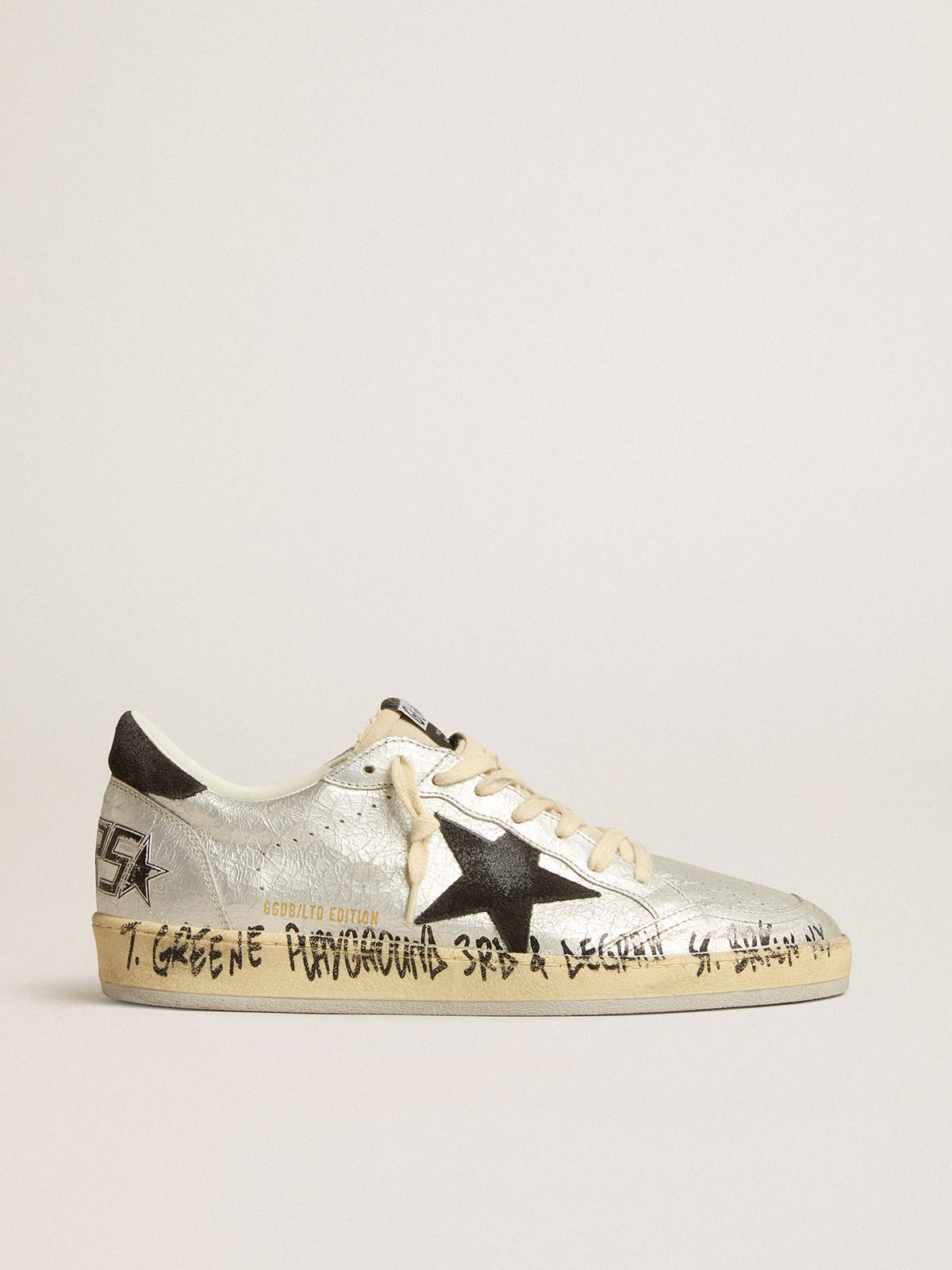 GOLDEN GOOSE Superstar distressed metallic leather and suede