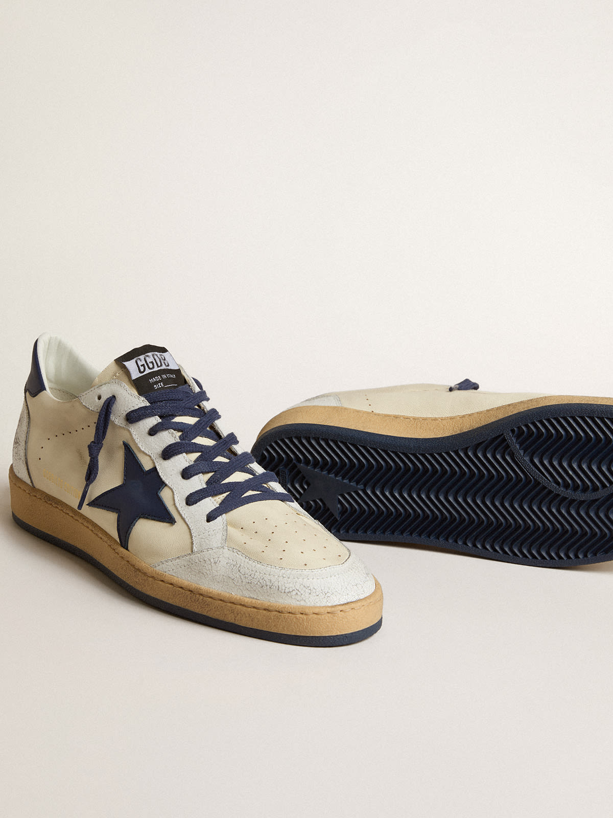 Men's Luxury Shoes - Golden Goose Sky Star Sneakers white and navy blue