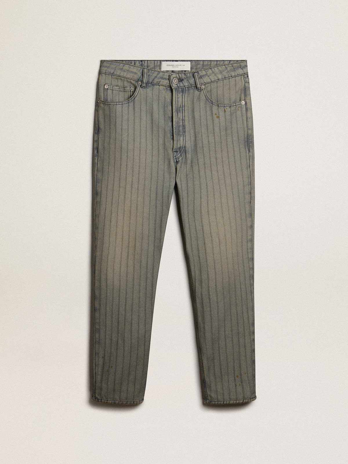Golden Goose - Men's gray pants in striped denim  in 