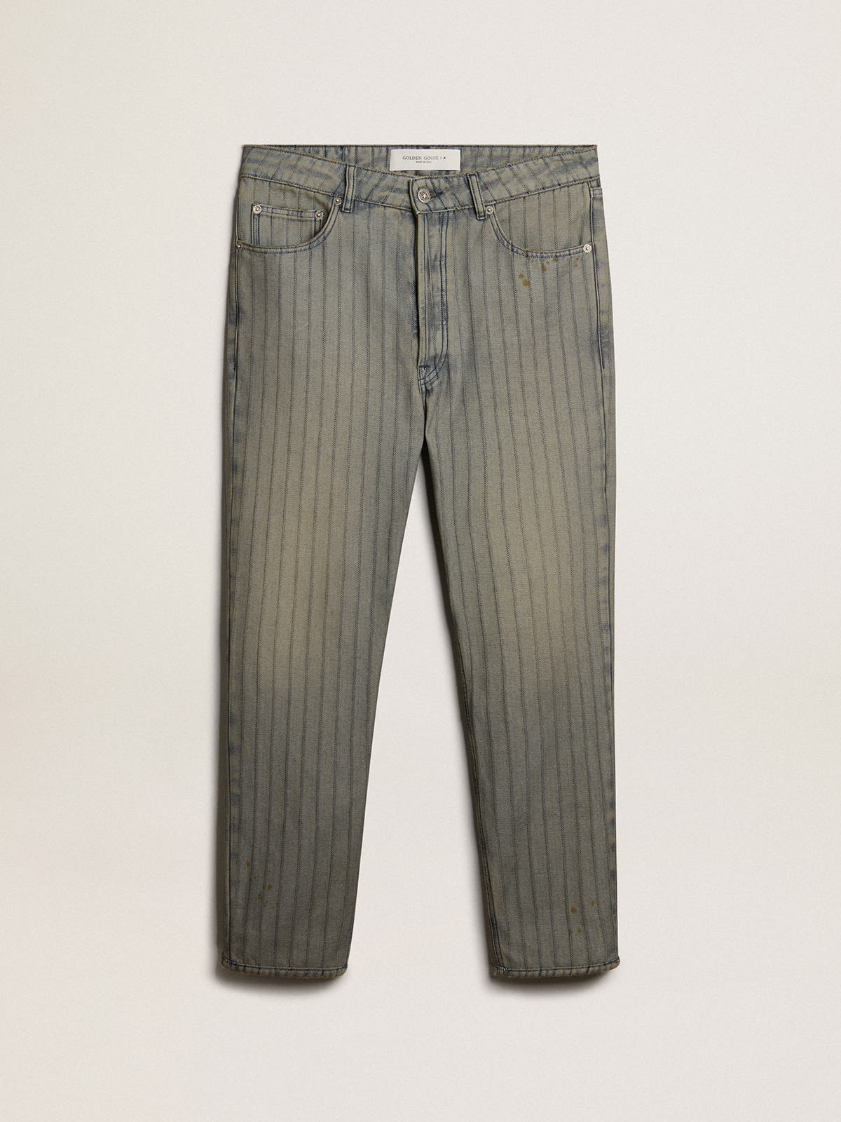 Denim striped sales pants