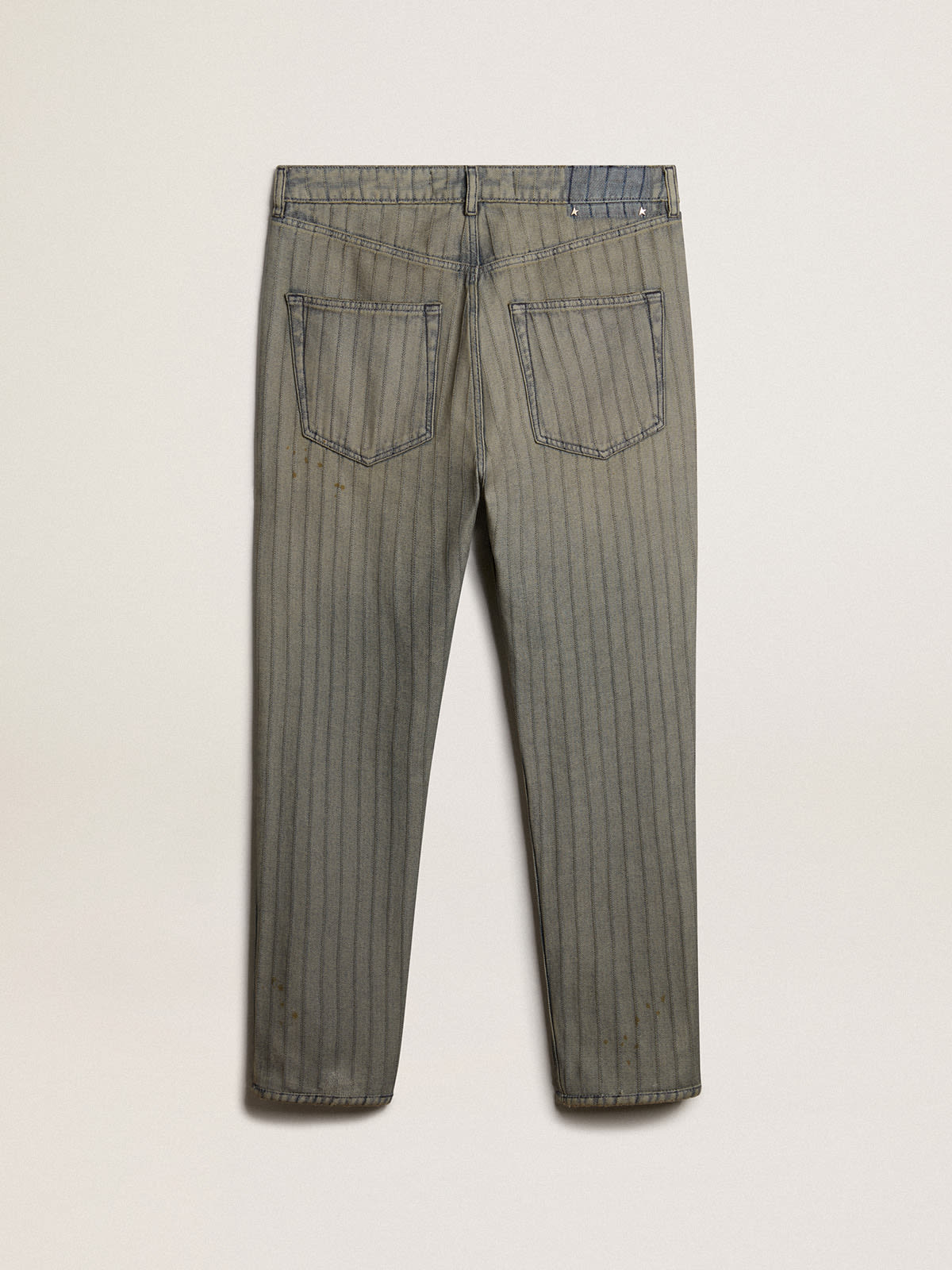 Men s gray pants in striped denim