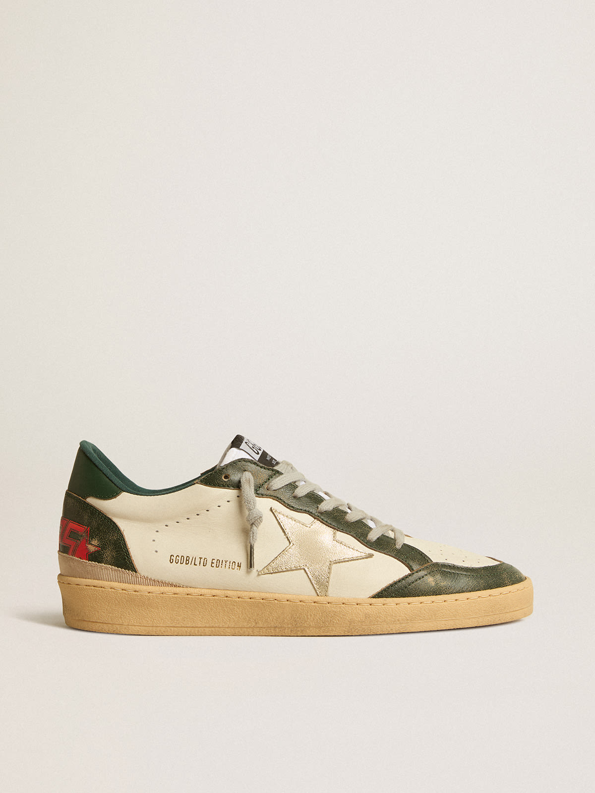 Golden Goose - Ball Star LTD with platinum leather star and green leather heel tab in 