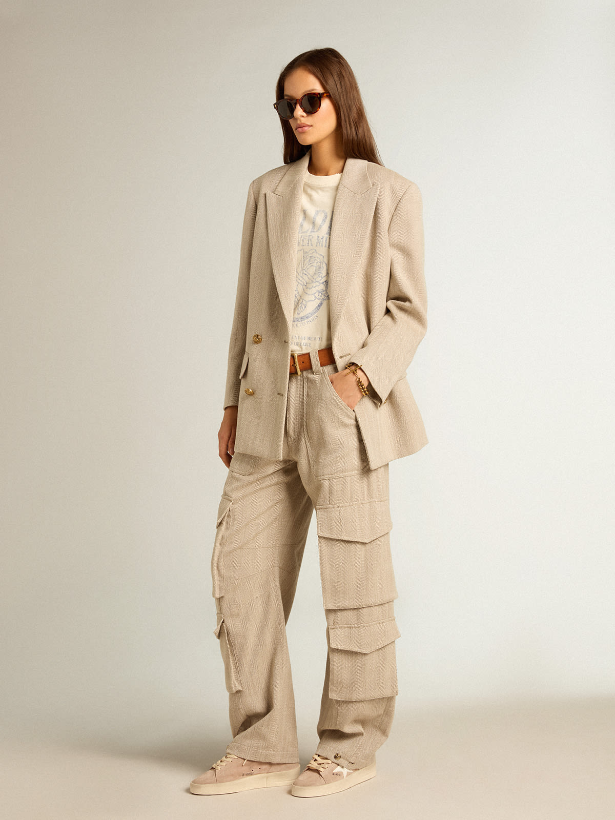 Wide leg corduroy trousers with contrasting stitching - Women's Clothing  Online Made in Italy