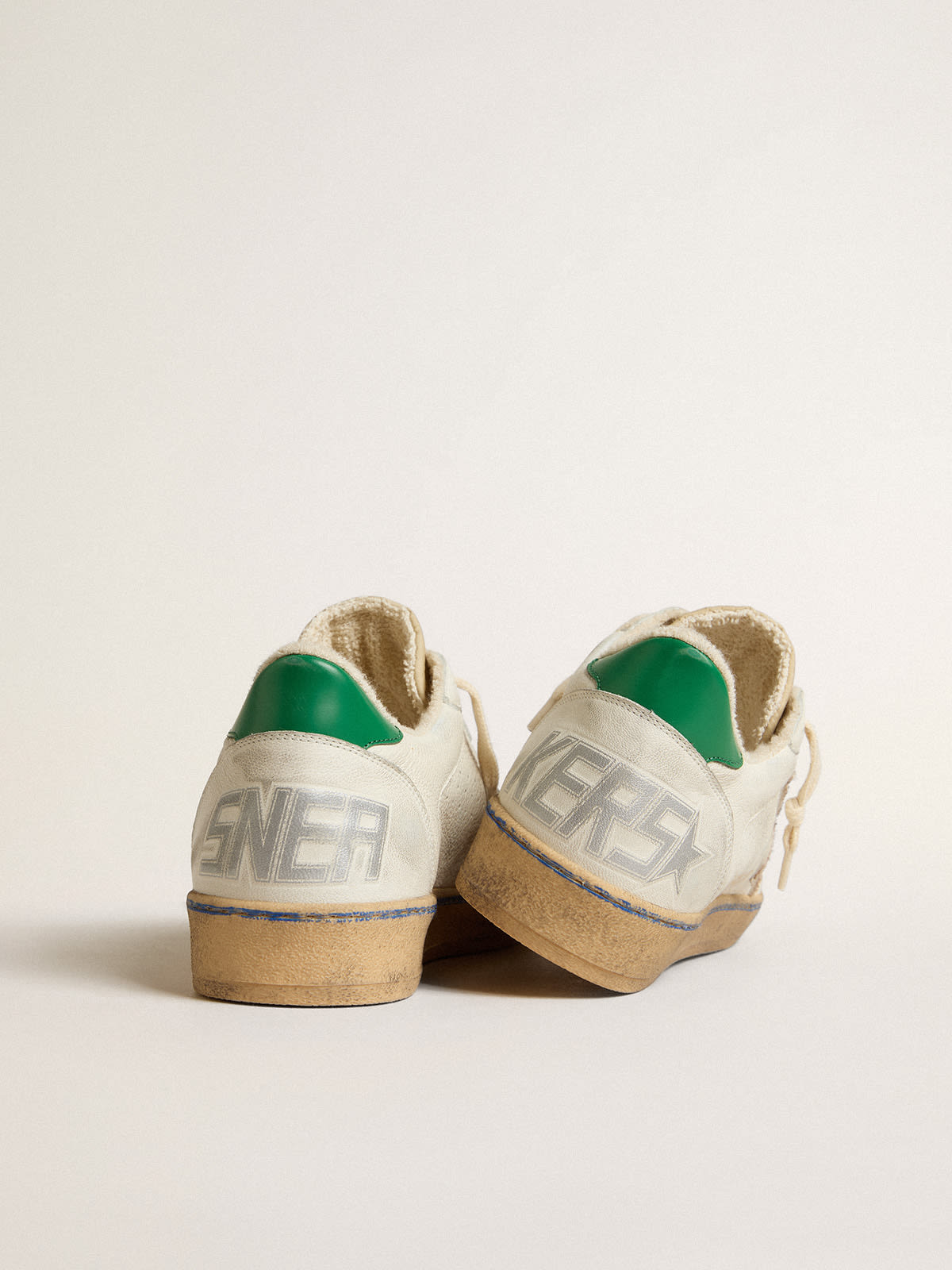 Ball Star LTD with sand mesh star and green leather heel tab | Golden Goose