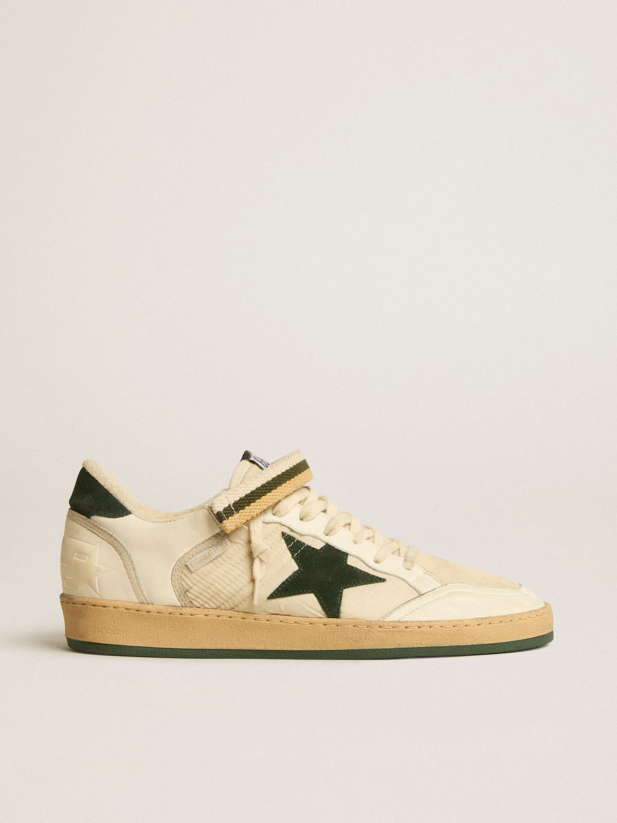 Ball Star in nylon and nappa with green suede star and heel tab ...