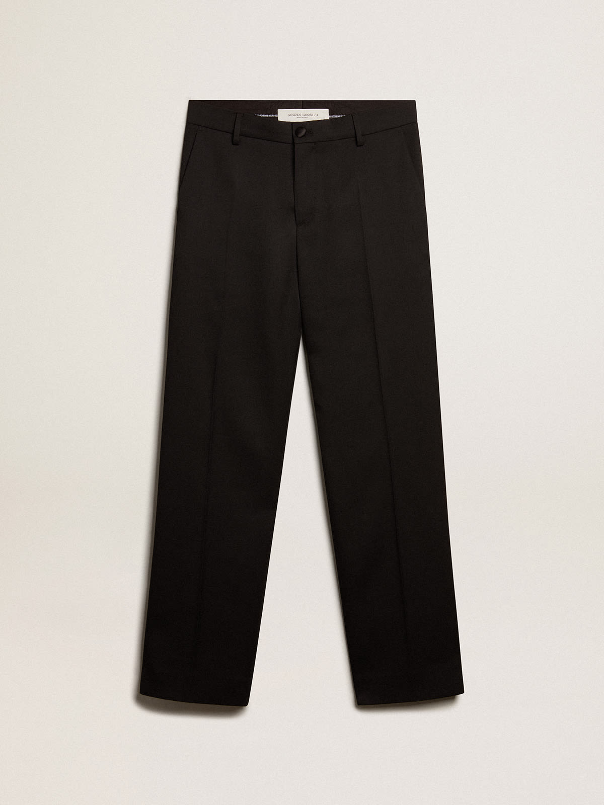 Tuxedo Pants Black Wool and Silk Gabardine