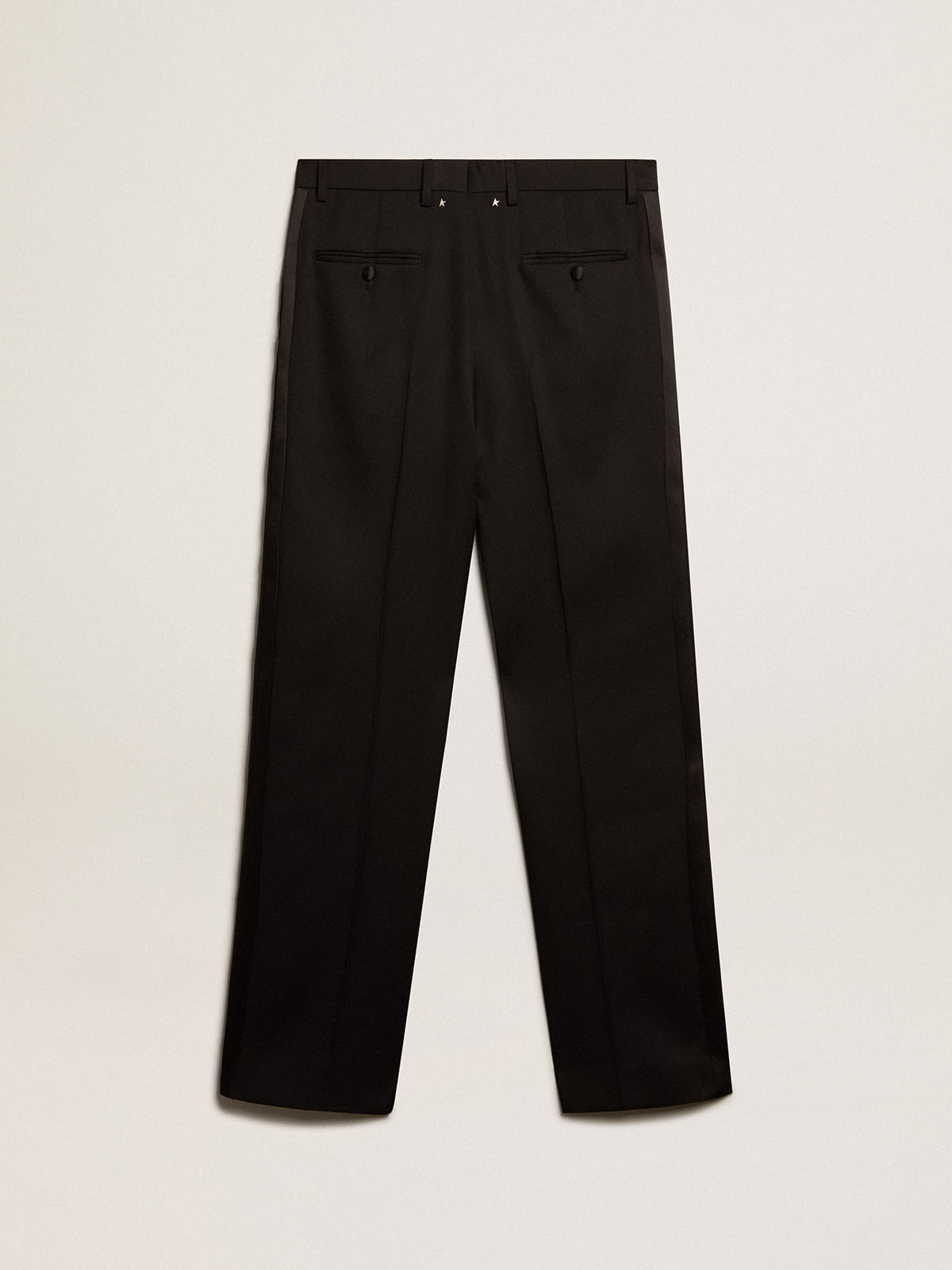 Golden Goose - Men’s tuxedo pants in black wool gabardine in 