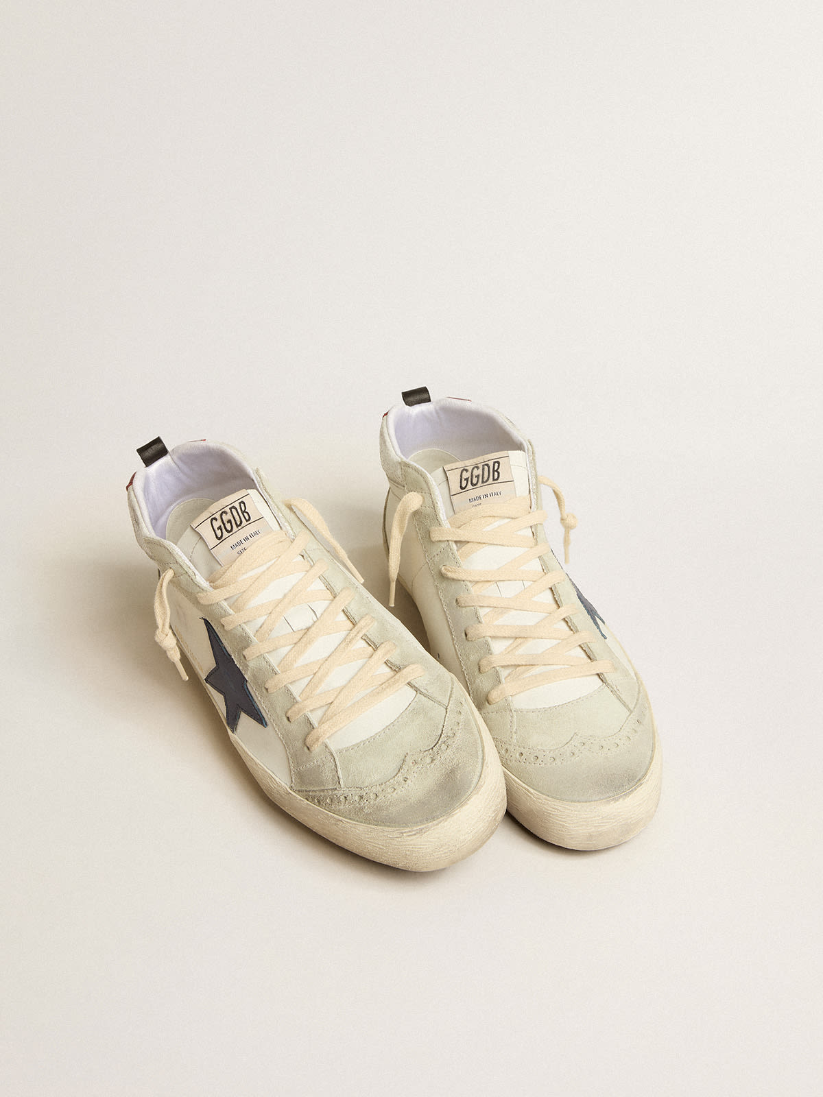 Mid Star LTD with blue leather star and white nappa leather flash | Golden  Goose