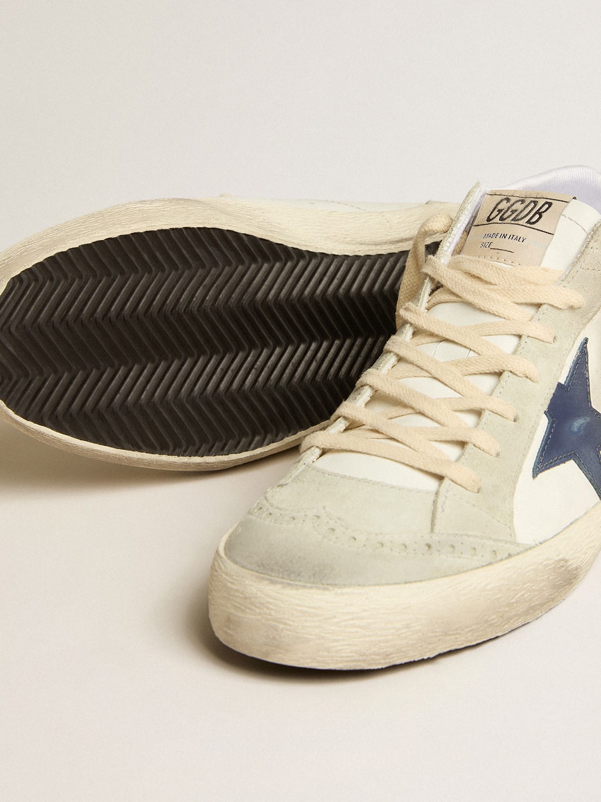 Mid Star LTD with blue leather star and white nappa leather flash | Golden  Goose