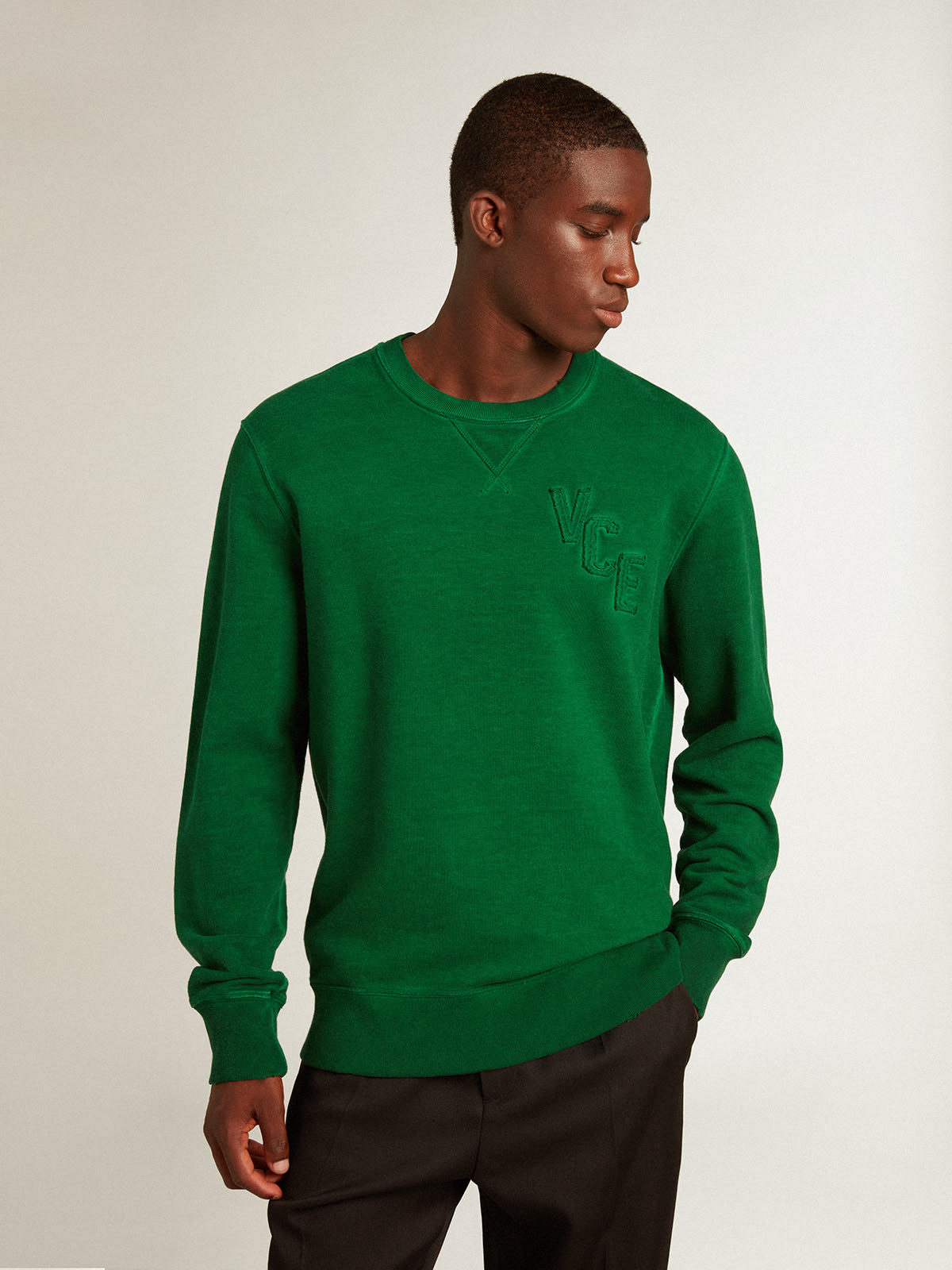 Golden Goose Green Distressed Sweatshirt 'Beech' -  GMP01223.P001224.3555135551