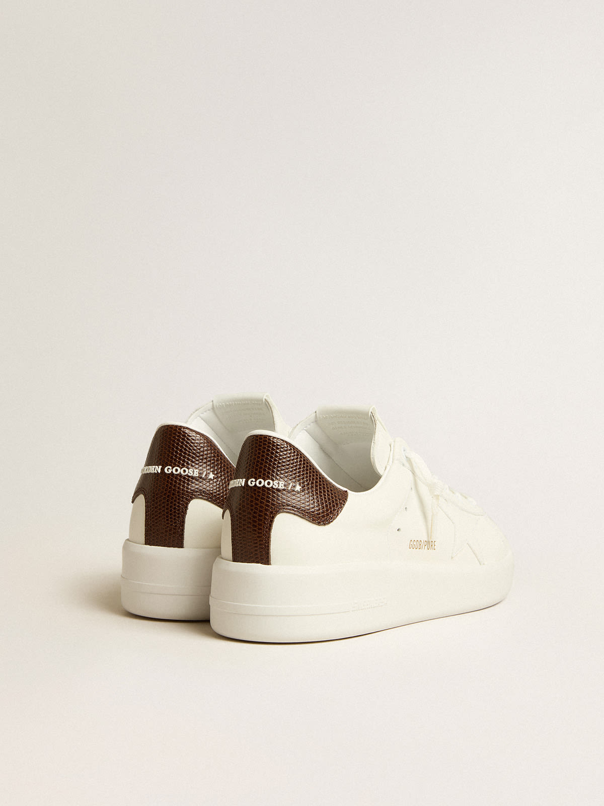 Purestar with white star and burgundy lizard-print heel tab | Golden Goose