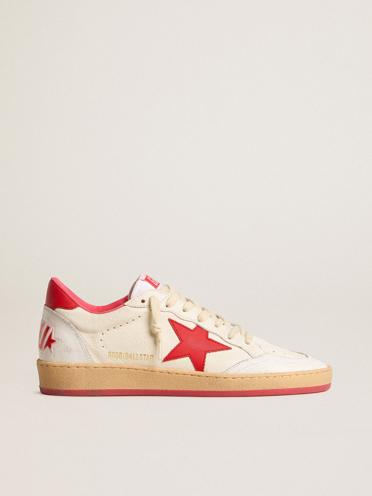 Women’s Ball Star Wishes in white leather with a red star and heel tab ...