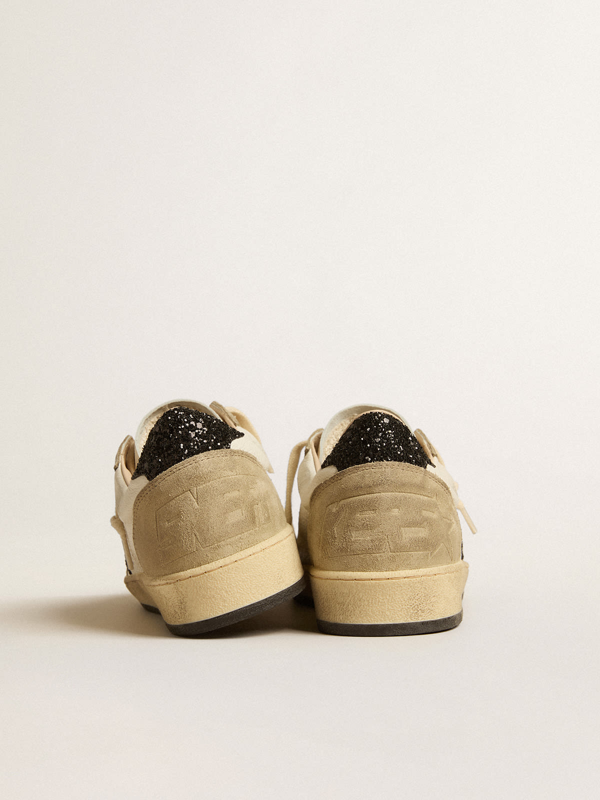 Golden Goose - Ball Star in nappa and suede with black glitter star and heel tab in 