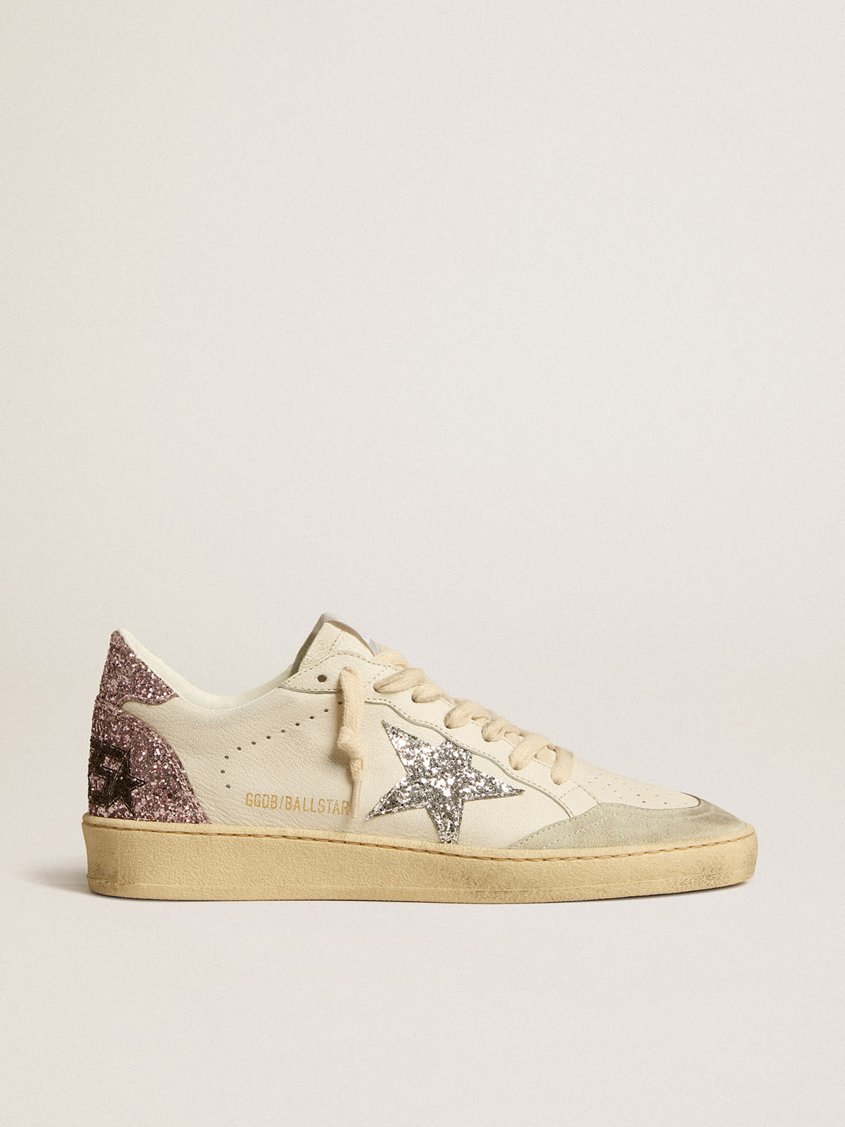 Golden Goose - Ball Star with silver glitter star and pink glitter heel tab in 