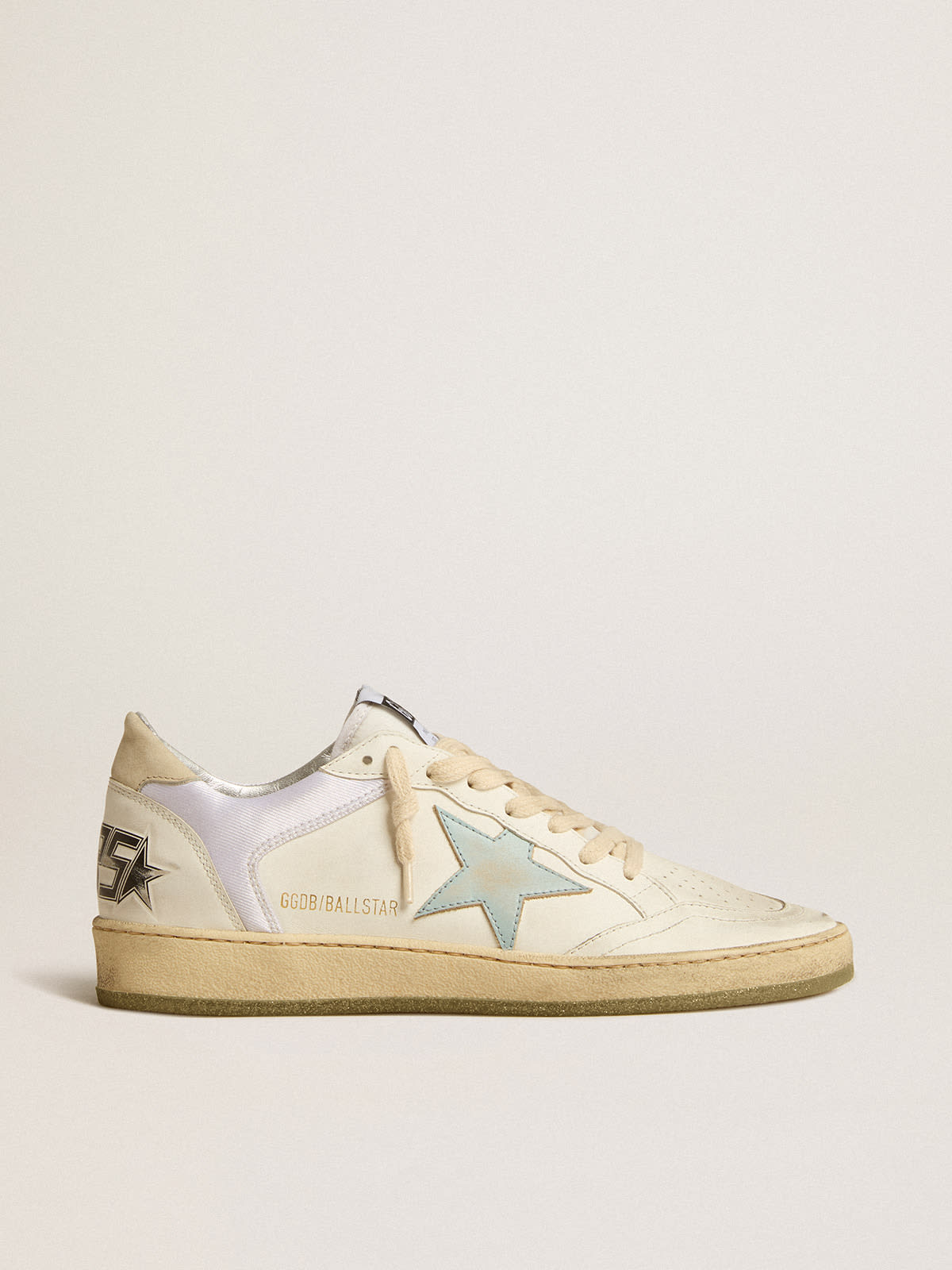 Ball Star in nylon and leather with pink and light blue star and beige ...
