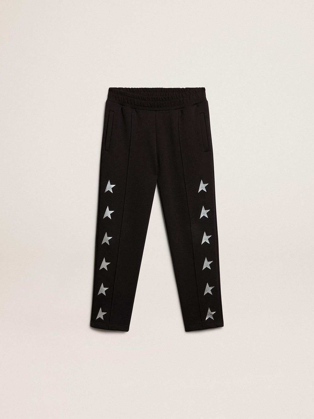 Boys' black joggers with white stars