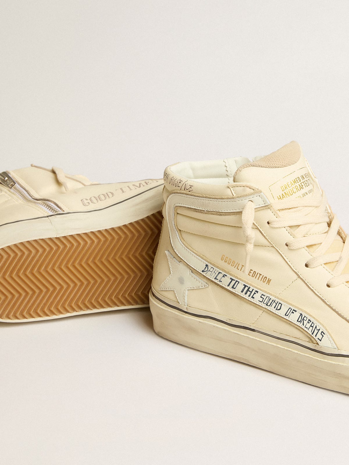 Golden Goose - Men's Slide LTD in milk-white nappa with white leather star and flash in 