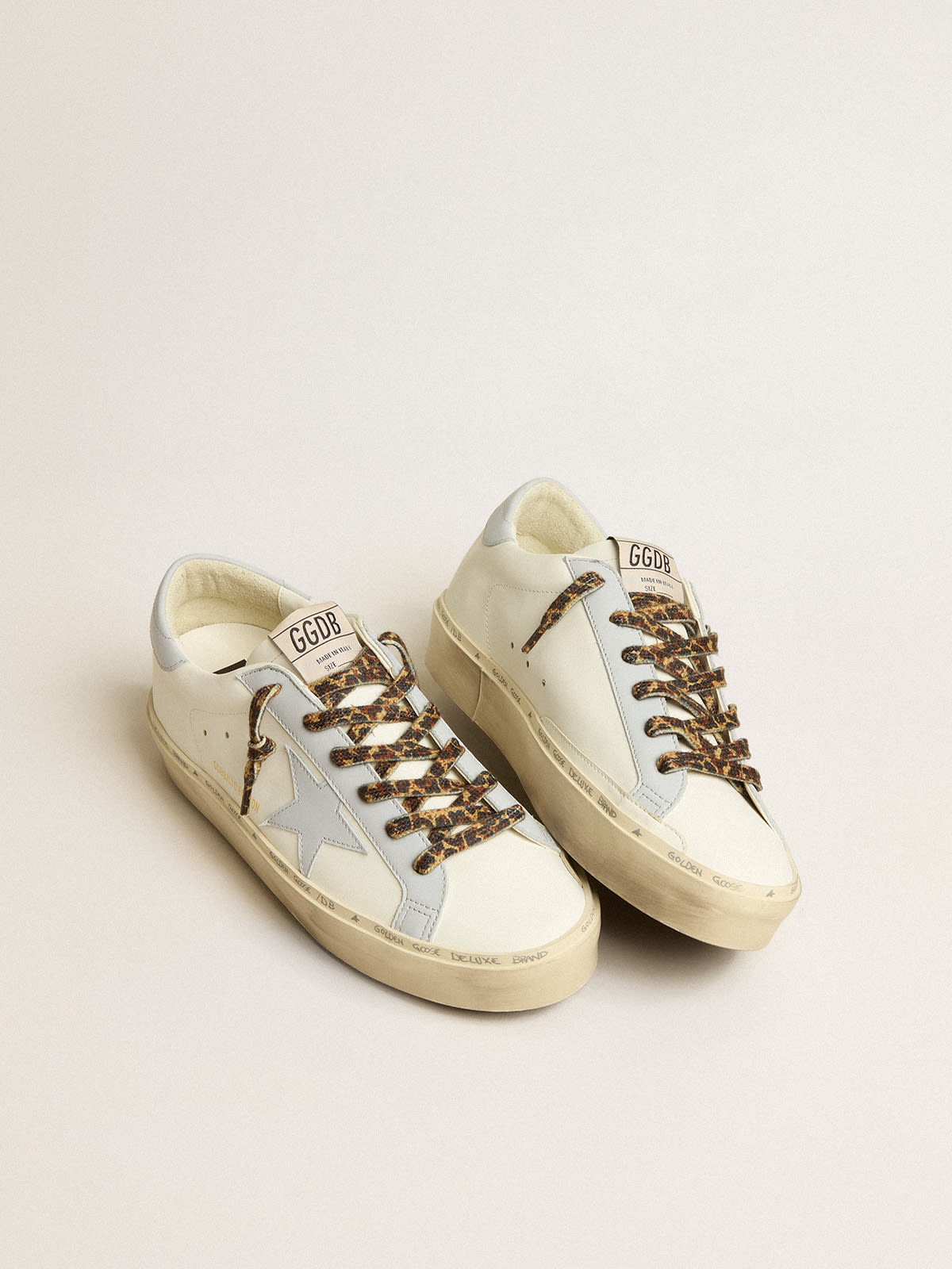 Hi Star LTD in leather with light blue leather star and heel tab | Golden  Goose