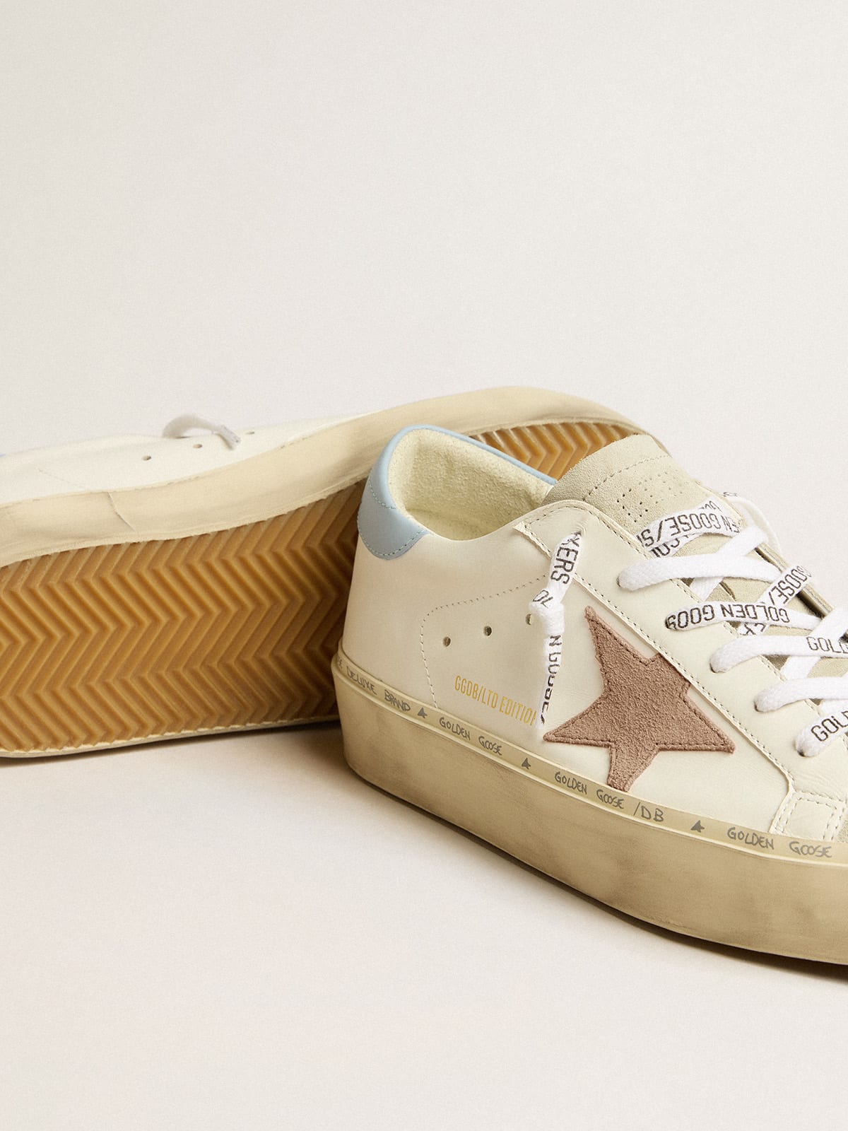 Hi Star LTD with pink suede star and light blue leather heel tab | Golden  Goose