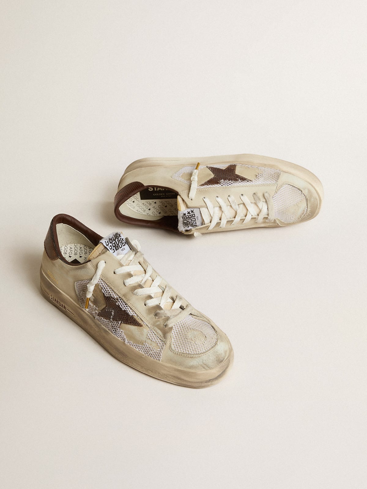 Stardan In Nubuck And Mesh With Brown Lizard-print Leather, 43% OFF