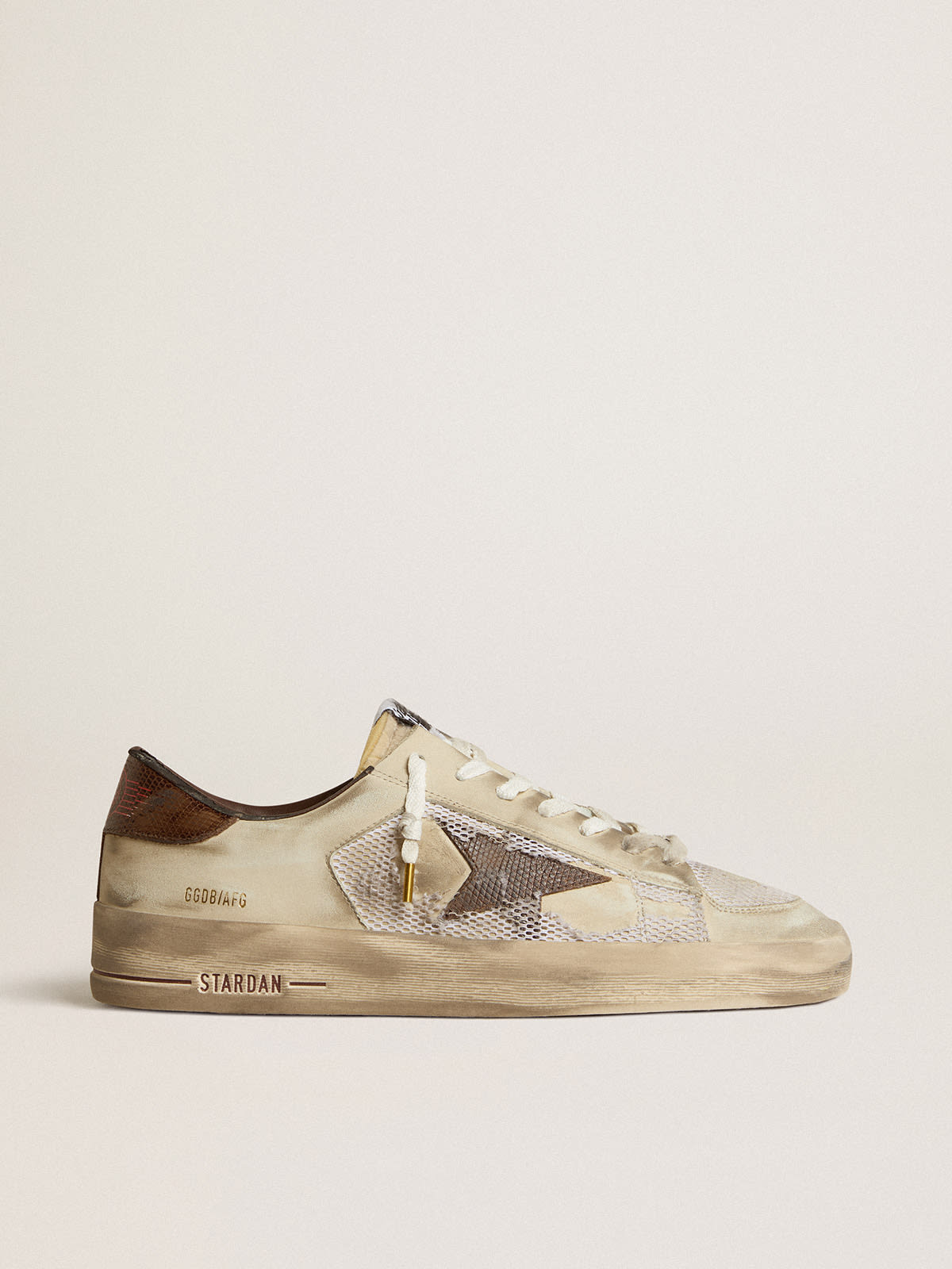 Stardan in nubuck and mesh with brown lizard-print leather star | Golden  Goose