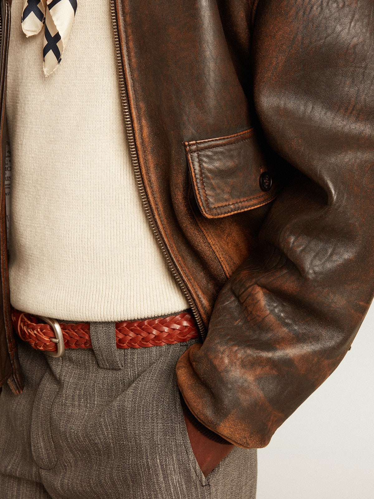 The aviator leather outlet jacket