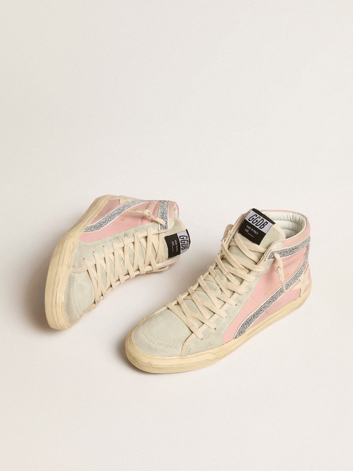 Pink Slide LTD with leather star and Swarovski crystal flash | Golden Goose