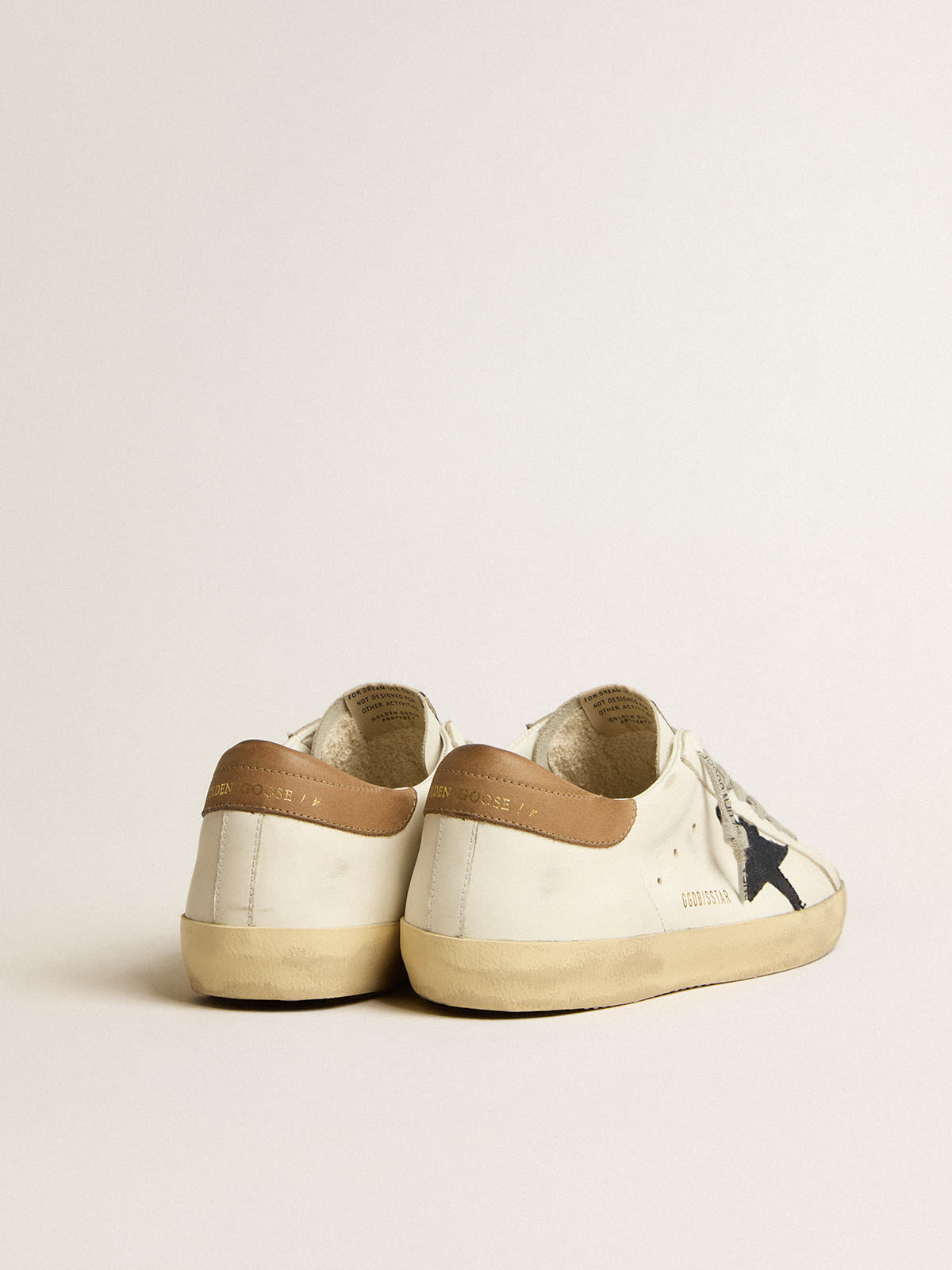 Golden Goose - Super-Star with blue canvas star and tobacco leather heel tab in 