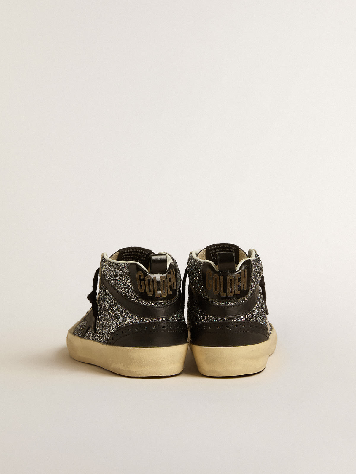 Golden Goose - Mid Star LTD in black glitter with black leather star and flash in 