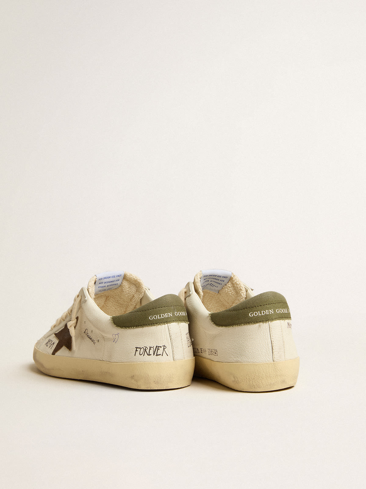 Golden Goose - Men's Super-Star LTD in nappa with brown suede star and green heel tab in 