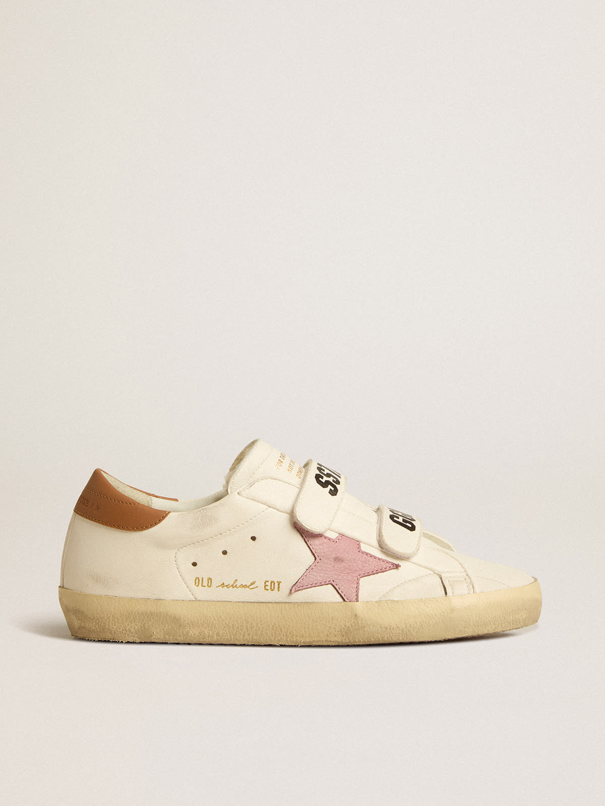 Golden Goose - Old School in nappa leather with pink leather star and beige shearling lining in 