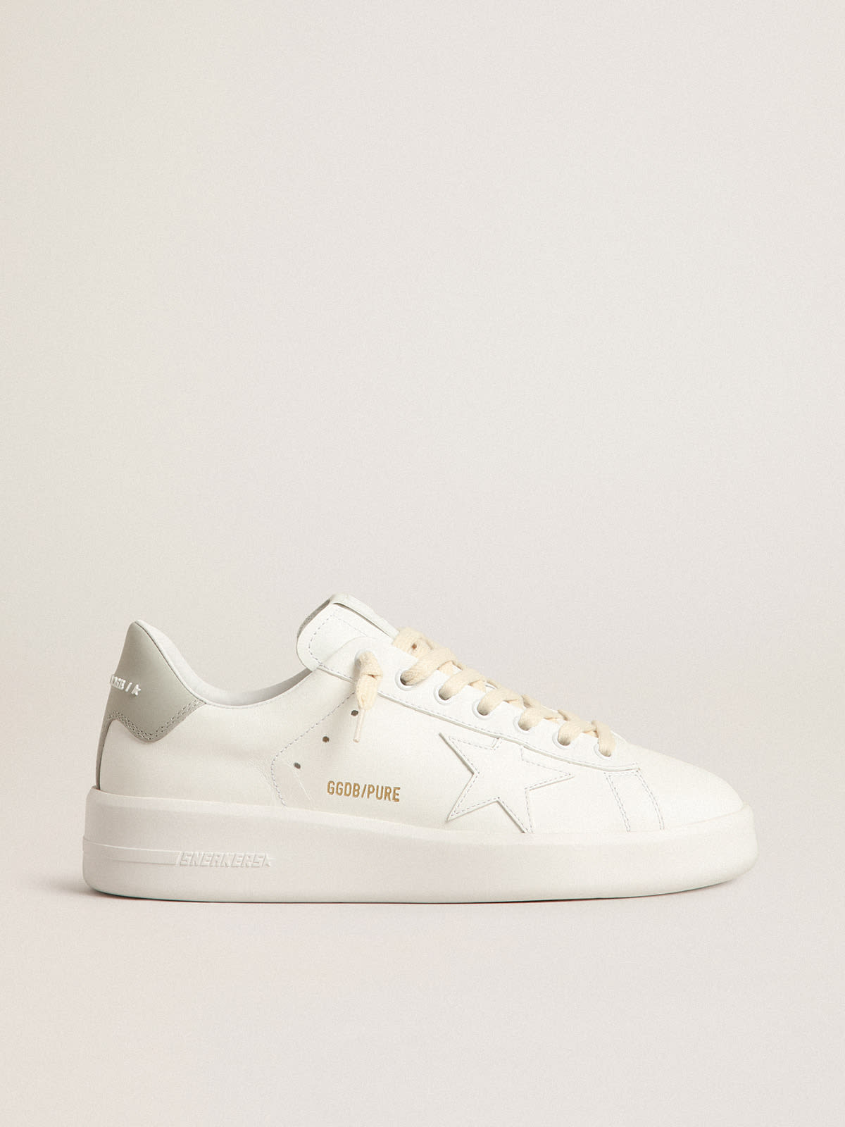 Golden Goose - Purestar with white star and gray leather heel tab in 