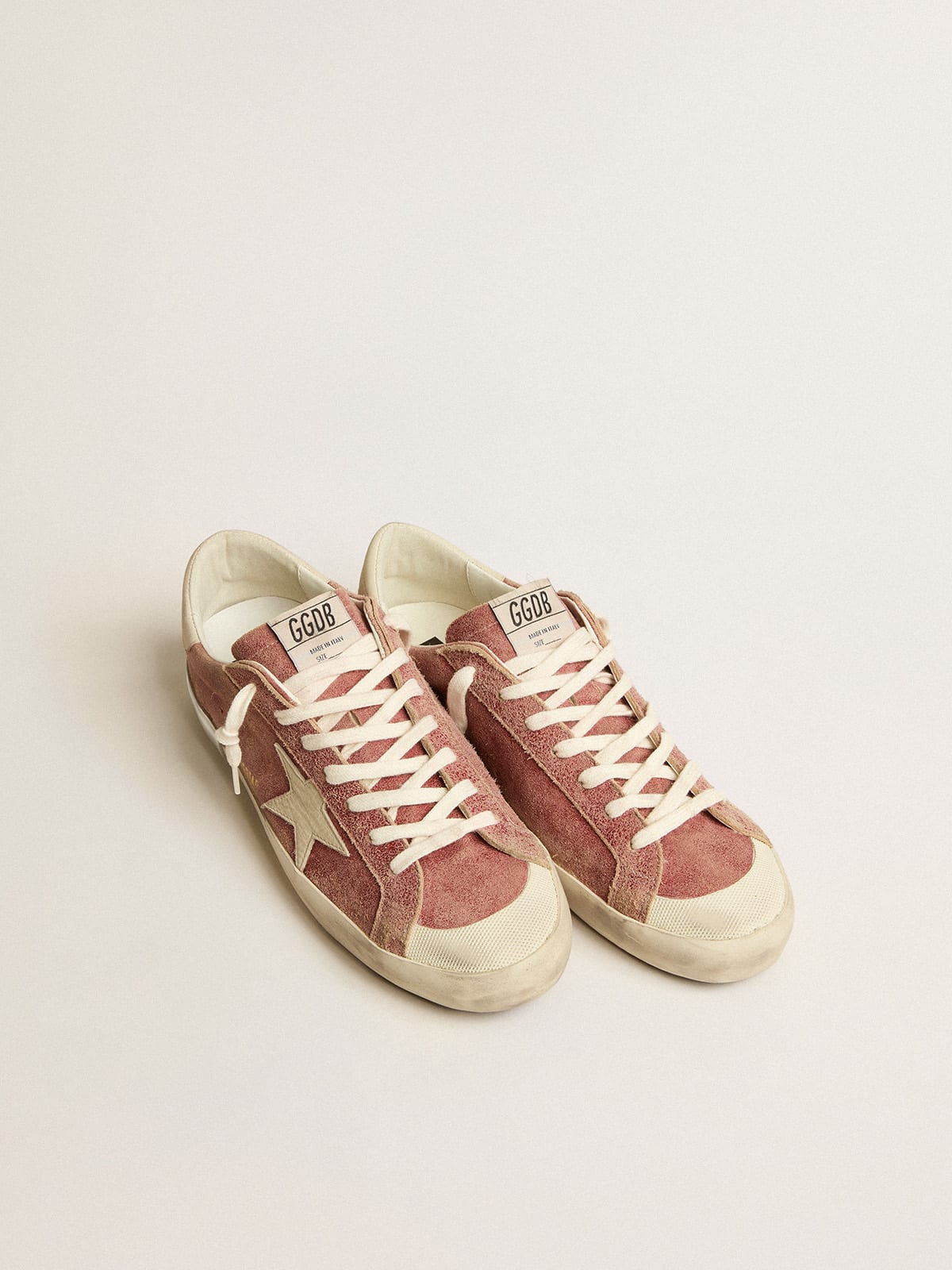 Golden Goose - Super-Star in red leather with cream nubuck star and heel tab in 