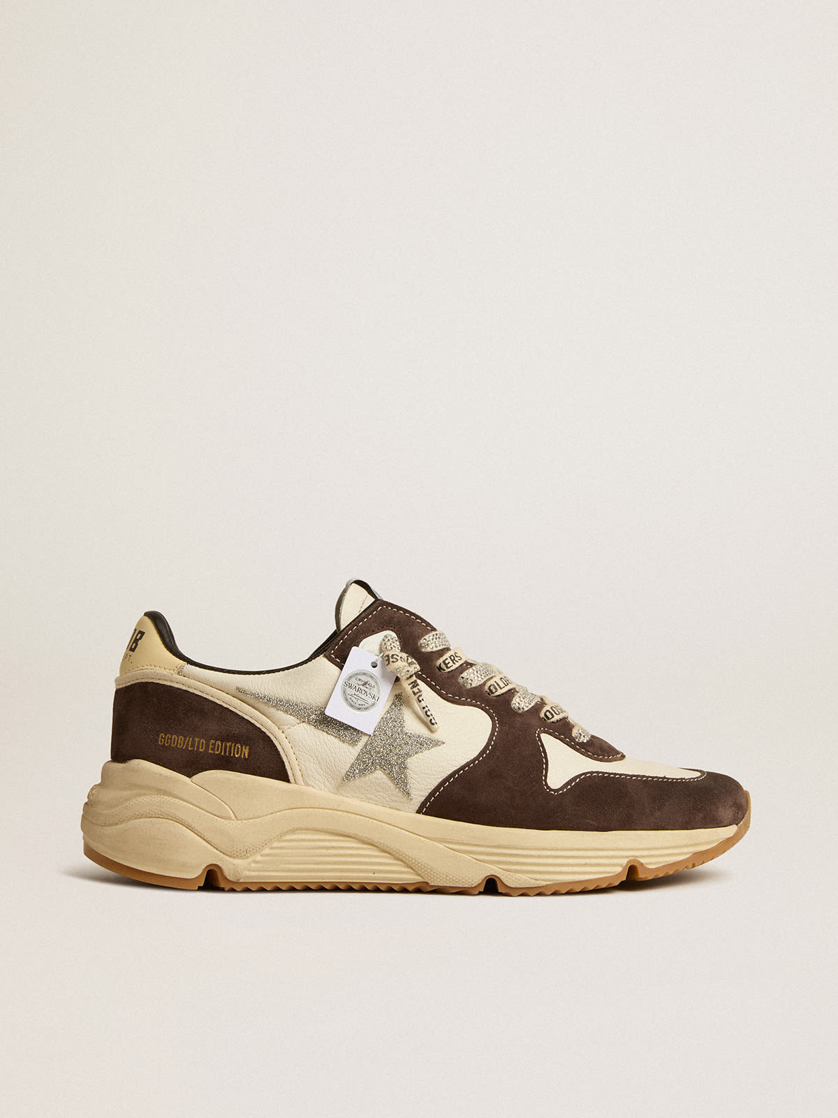 Golden Goose - Running Sole LTD in nappa and brown suede with a Swarovski star in 