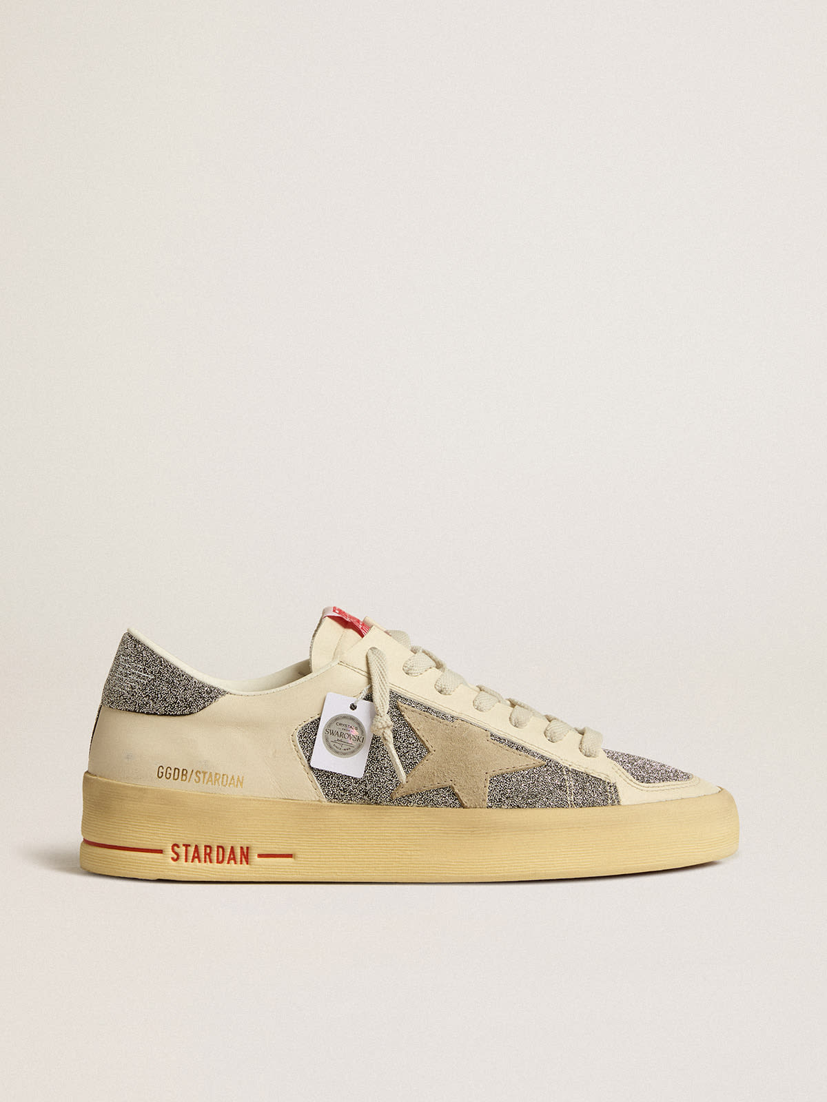 Women\'s Stardan in suede with sand star and silver Swarovski crystal inserts  | Golden Goose