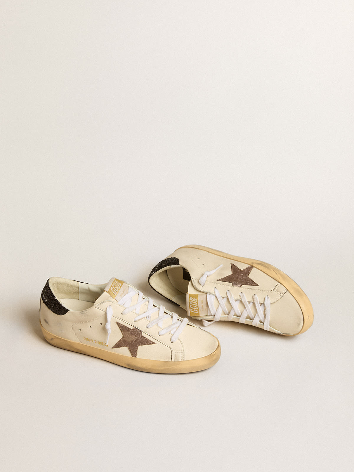 Golden Goose - Super-Star LTD with laminated leather star and black glitter heel tab in 
