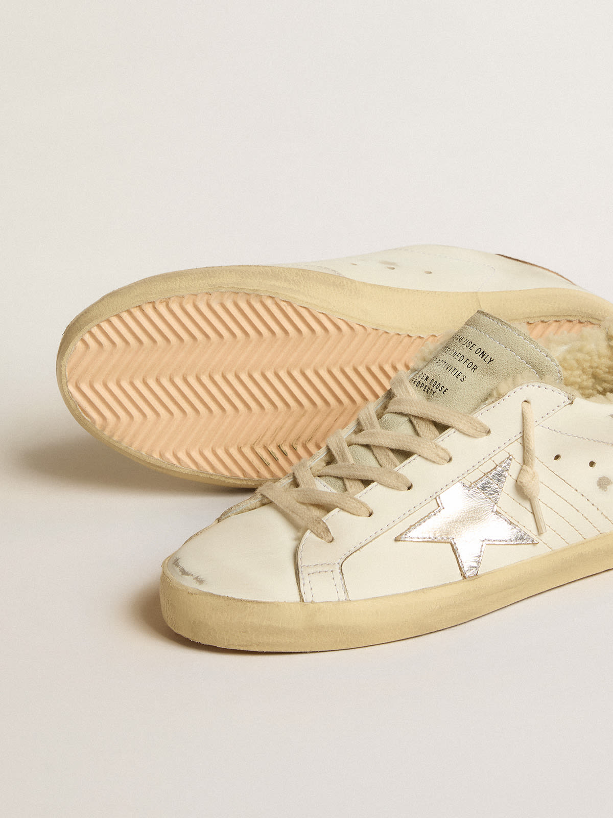 Golden Goose - Super-Star with silver leather star and crocodile-print leather heel tab in 