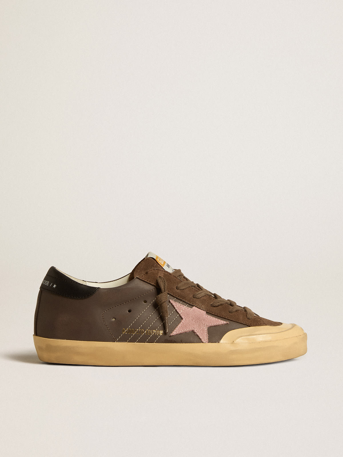 Golden Goose - Super-Star Penstar LTD in brown leather with pink suede star in 