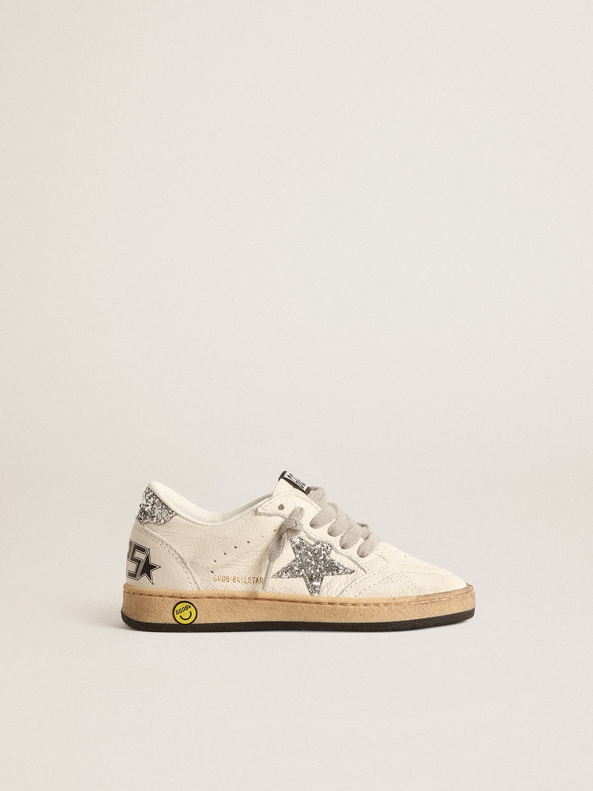 Ball Star Junior in nappa with silver glitter star and heel tab | Golden  Goose