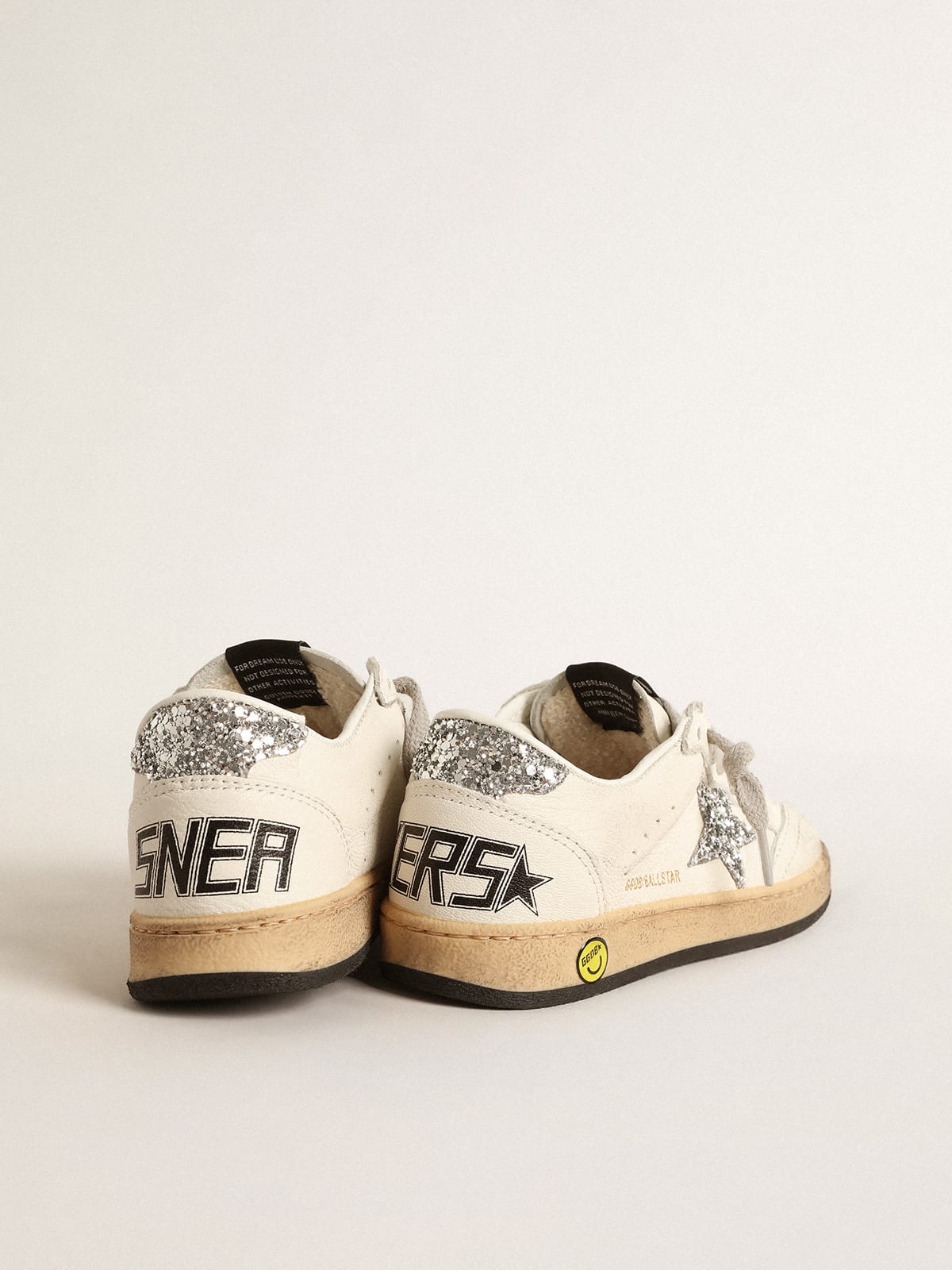 Ball Star Young in nappa with silver glitter star and heel tab | Golden ...