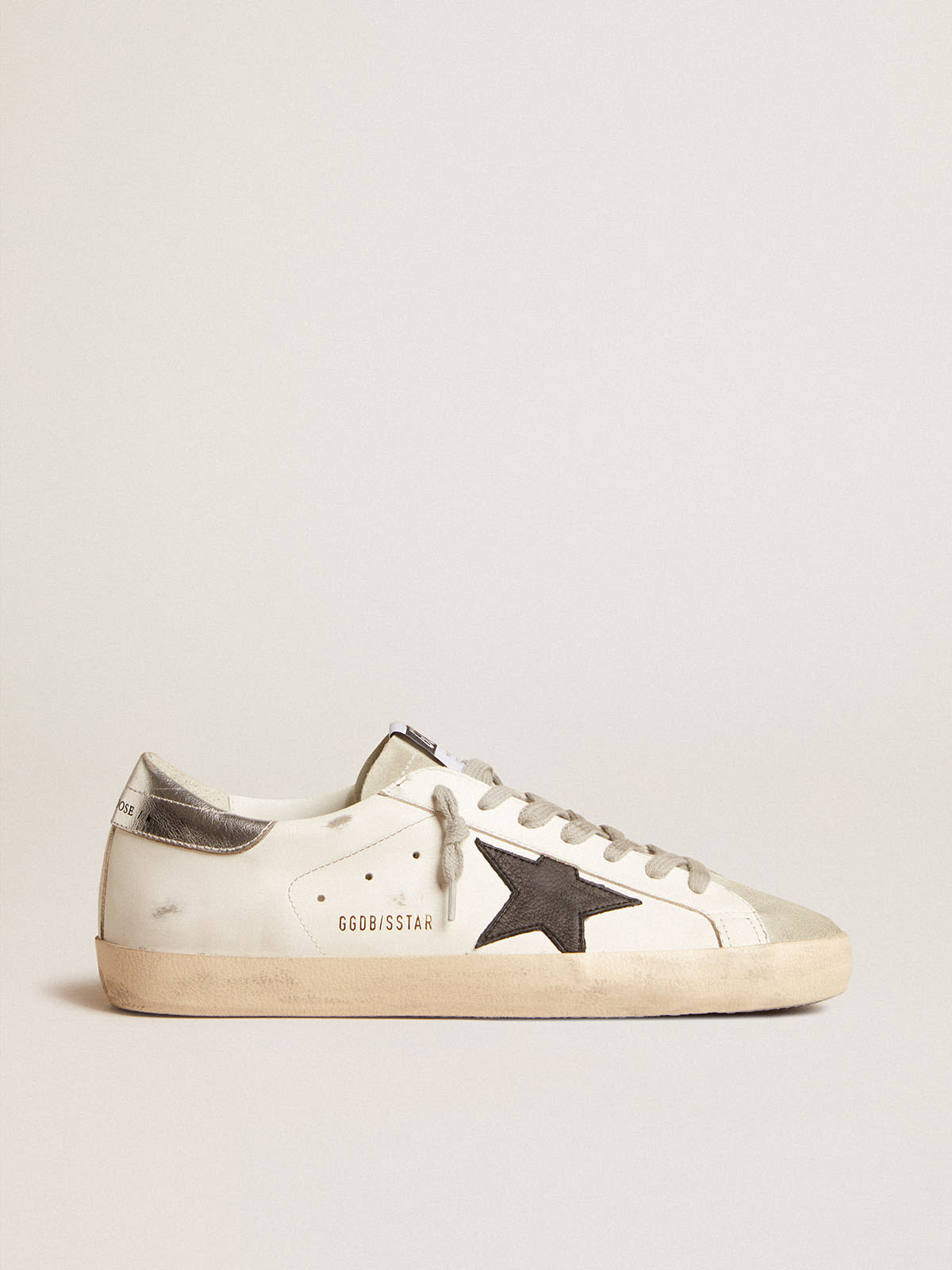 Super-Star with black nubuck star and silver leather heel tab | Golden ...
